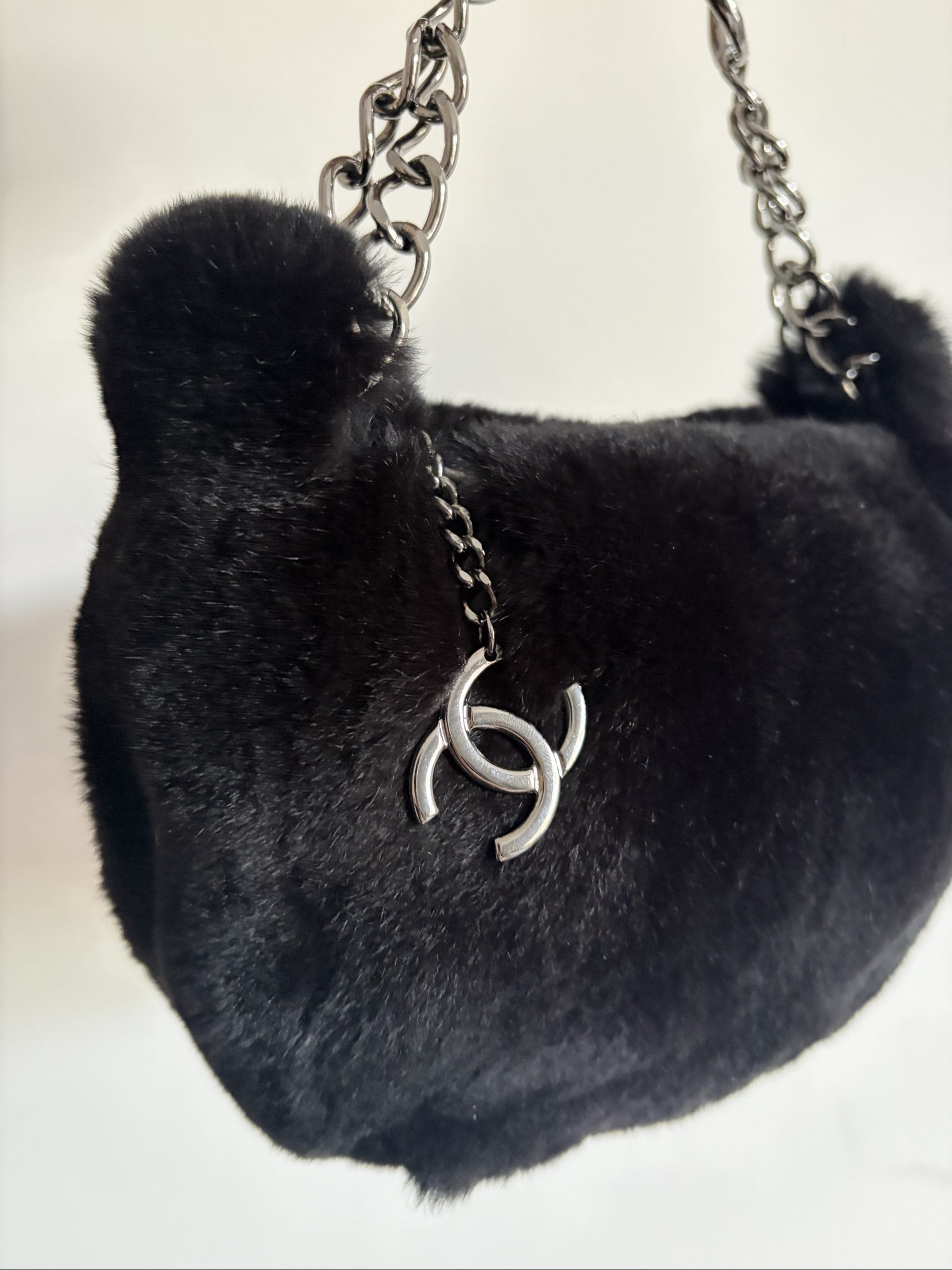 2002 Chanel Black Chain Handle Bag image 8