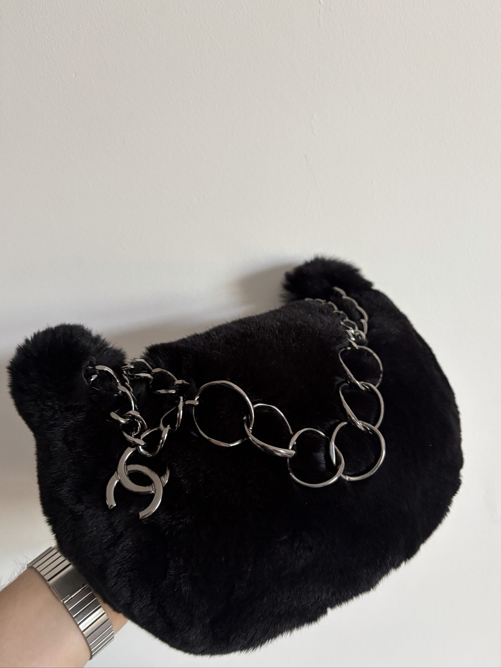 2002 Chanel Black Chain Handle Bag image 6