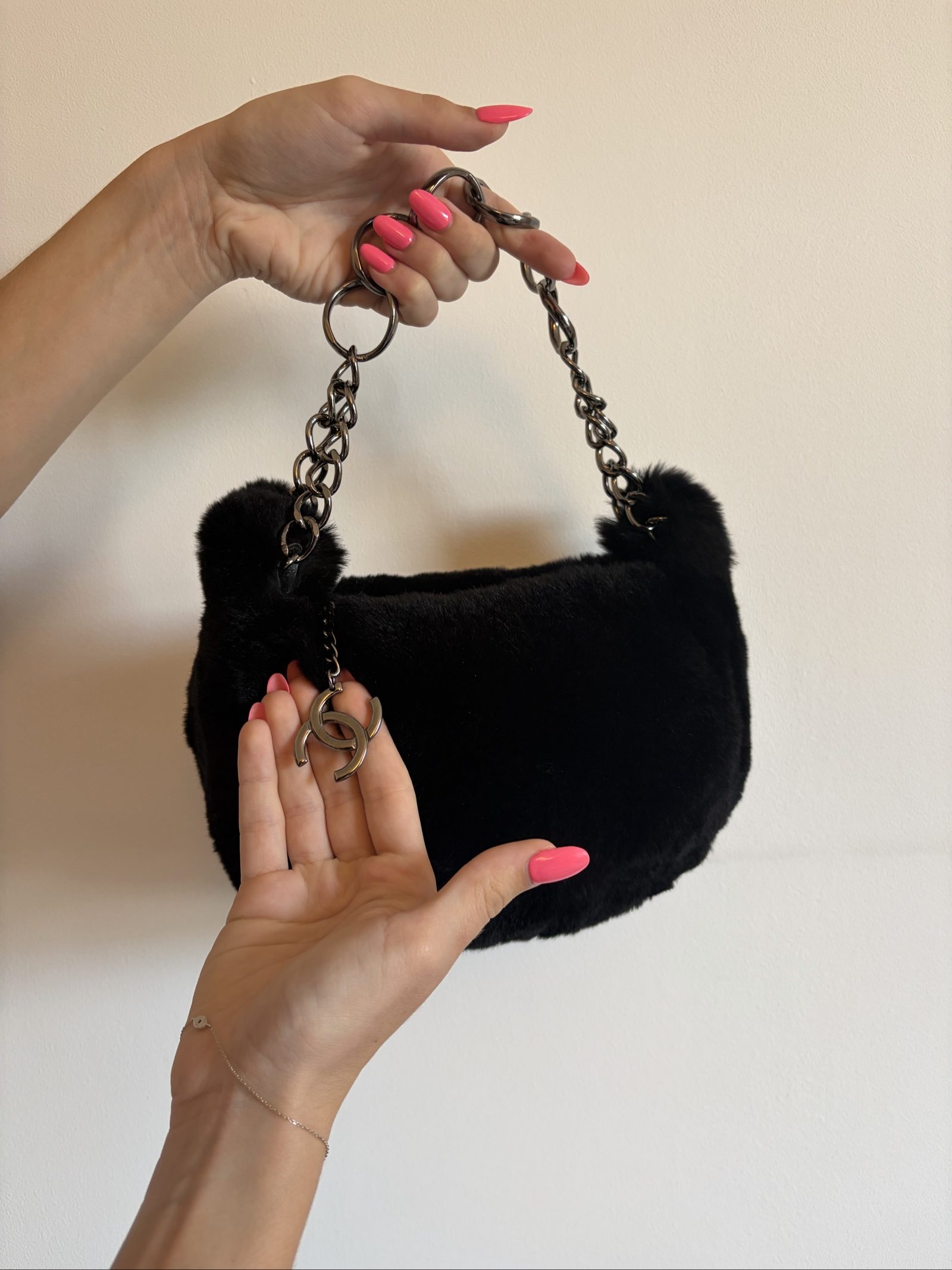 2002 Chanel Black Chain Handle Bag image 2