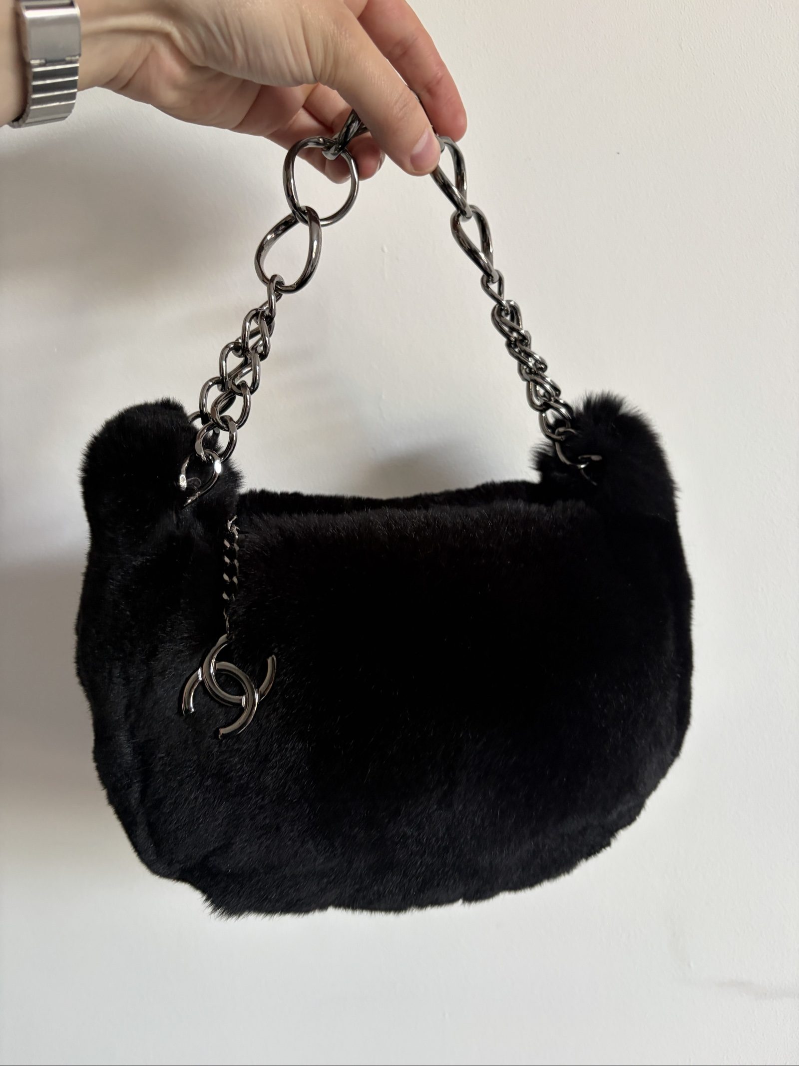 2002 Chanel Black Chain Handle Bag image 9