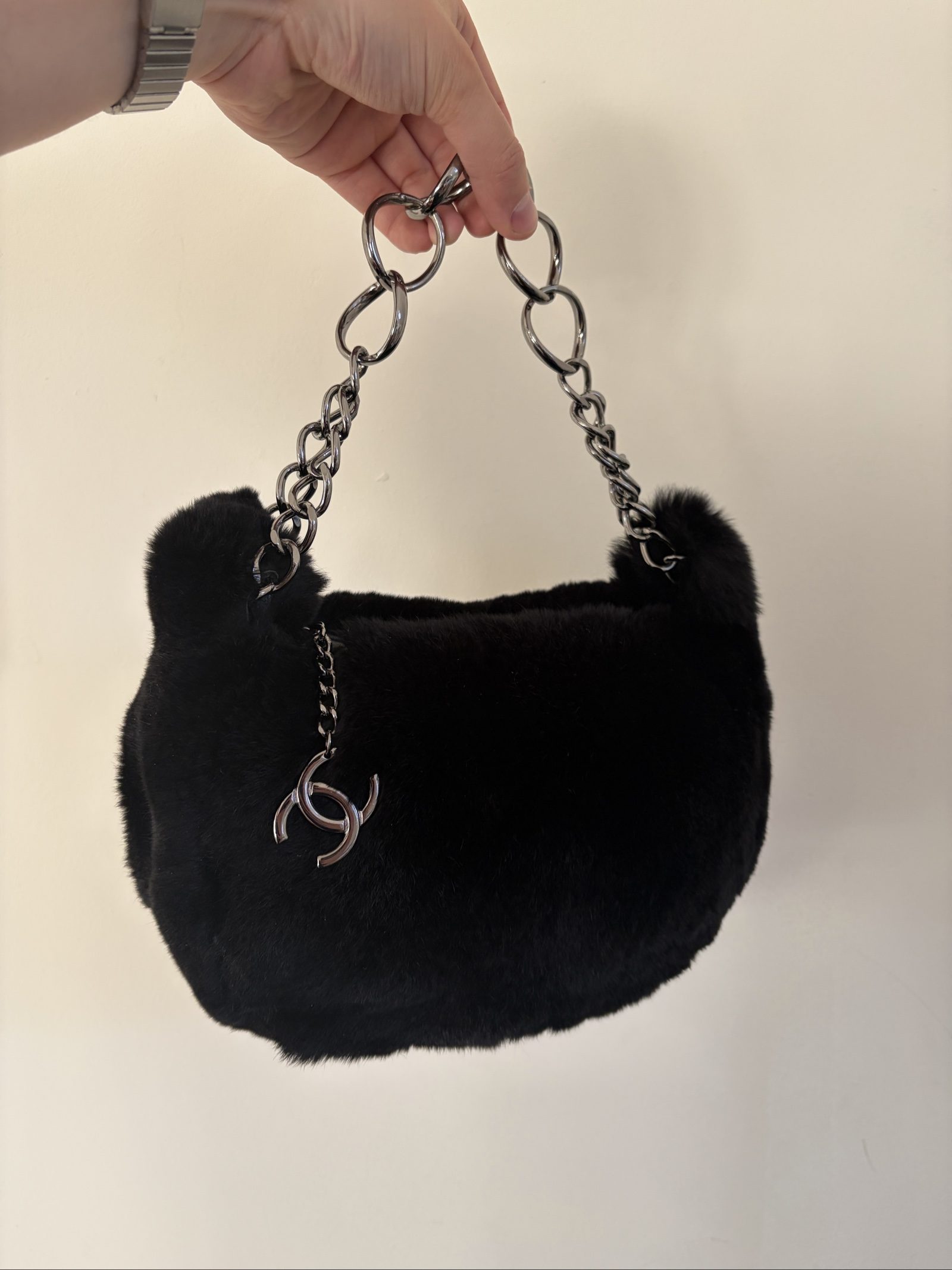 2002 Chanel Black Chain Handle Bag image 10