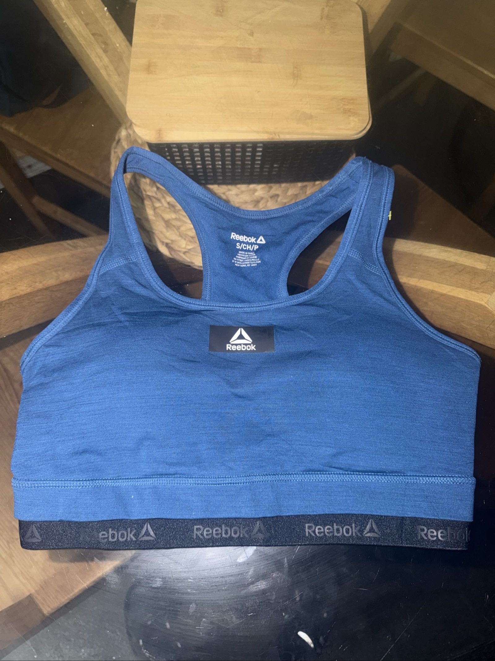 Reebok Blue Women's Sports Bra Small Stretch Fabric