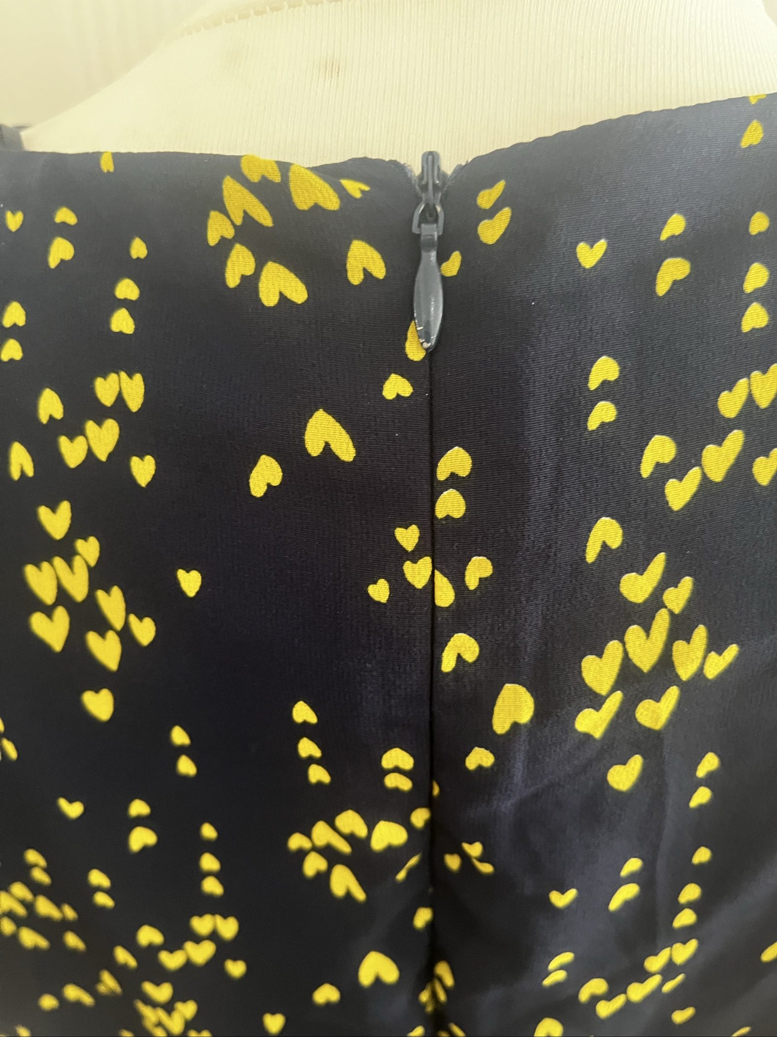 Navy & Yellow Heart Print Short Sleeve Dress Small image 7