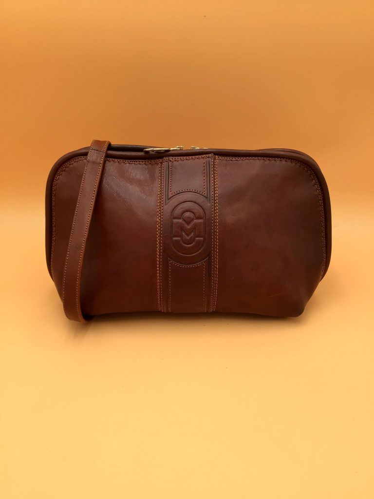Borsa maxi Pochette in pelle marrone Vintage 1980s Marino Orlandi Made in Italy