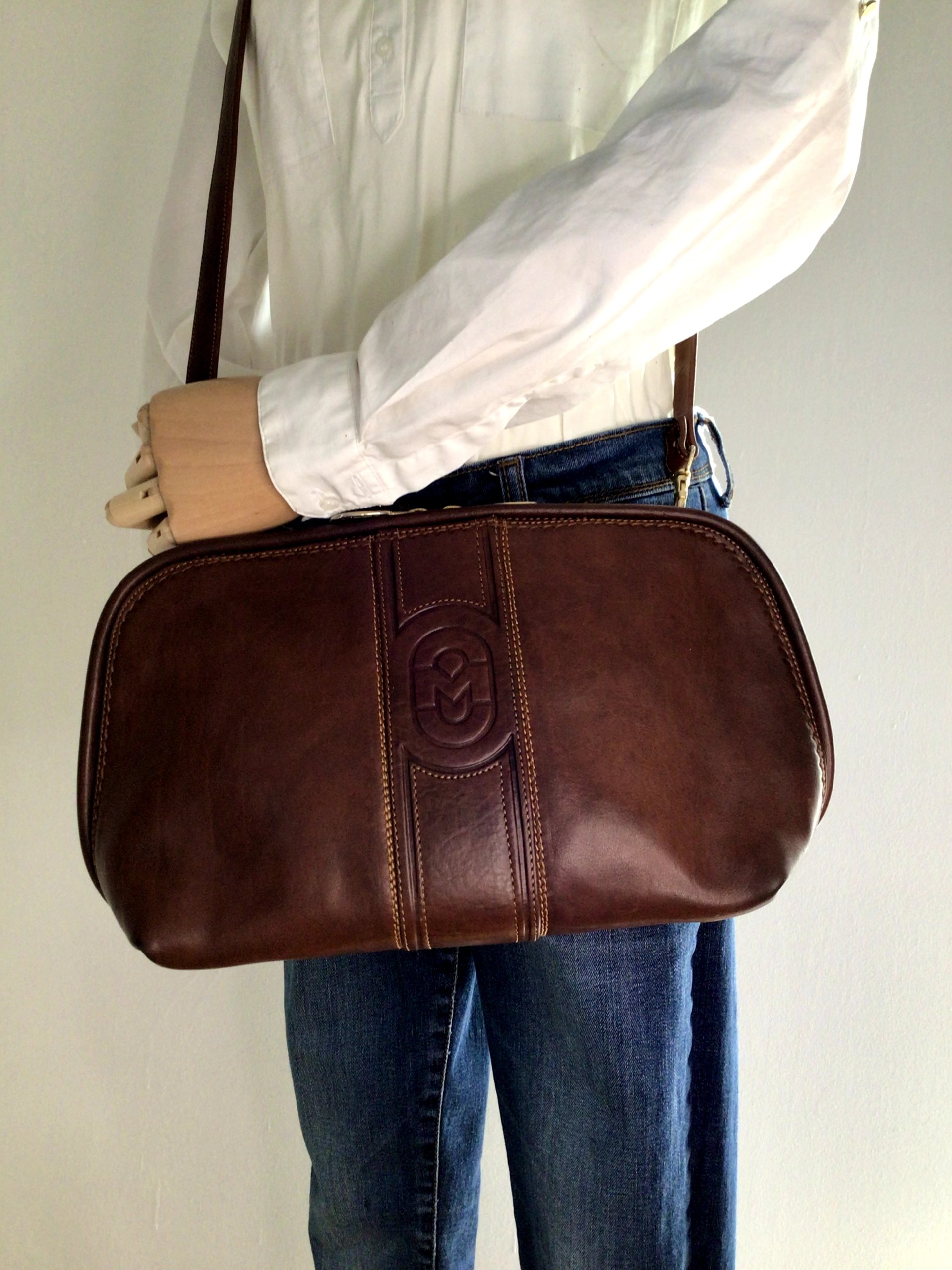Borsa maxi Pochette in pelle marrone Vintage 1980s Marino Orlandi Made in Italy image 6
