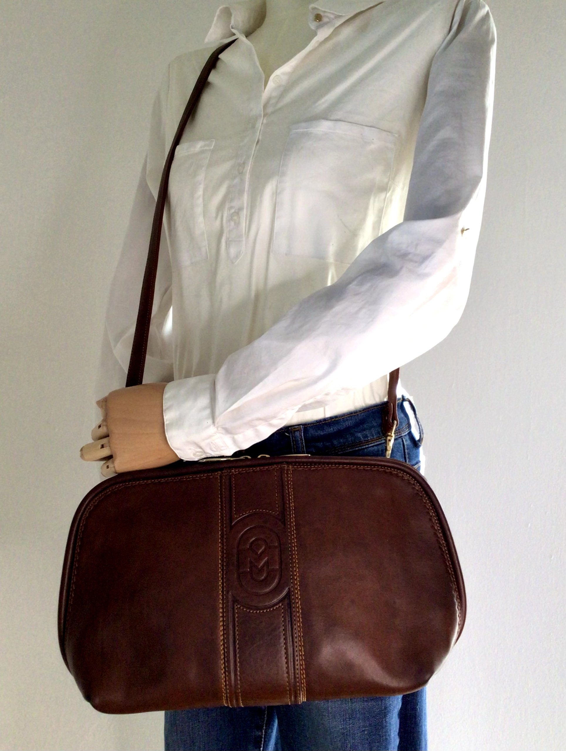 Borsa maxi Pochette in pelle marrone Vintage 1980s Marino Orlandi Made in Italy image 10