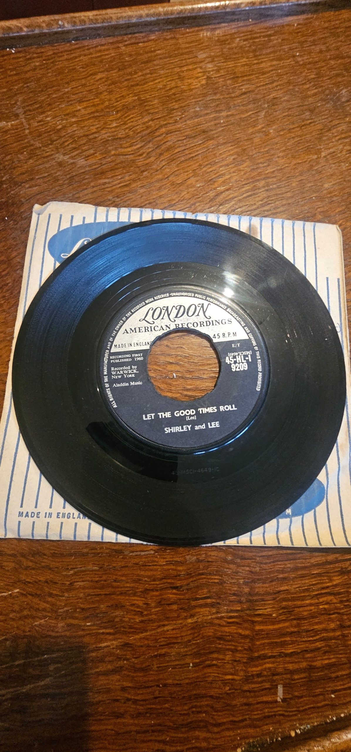Shirley and Lee London Let The Good Times Roll 45-HL 9209 7" Vinyl