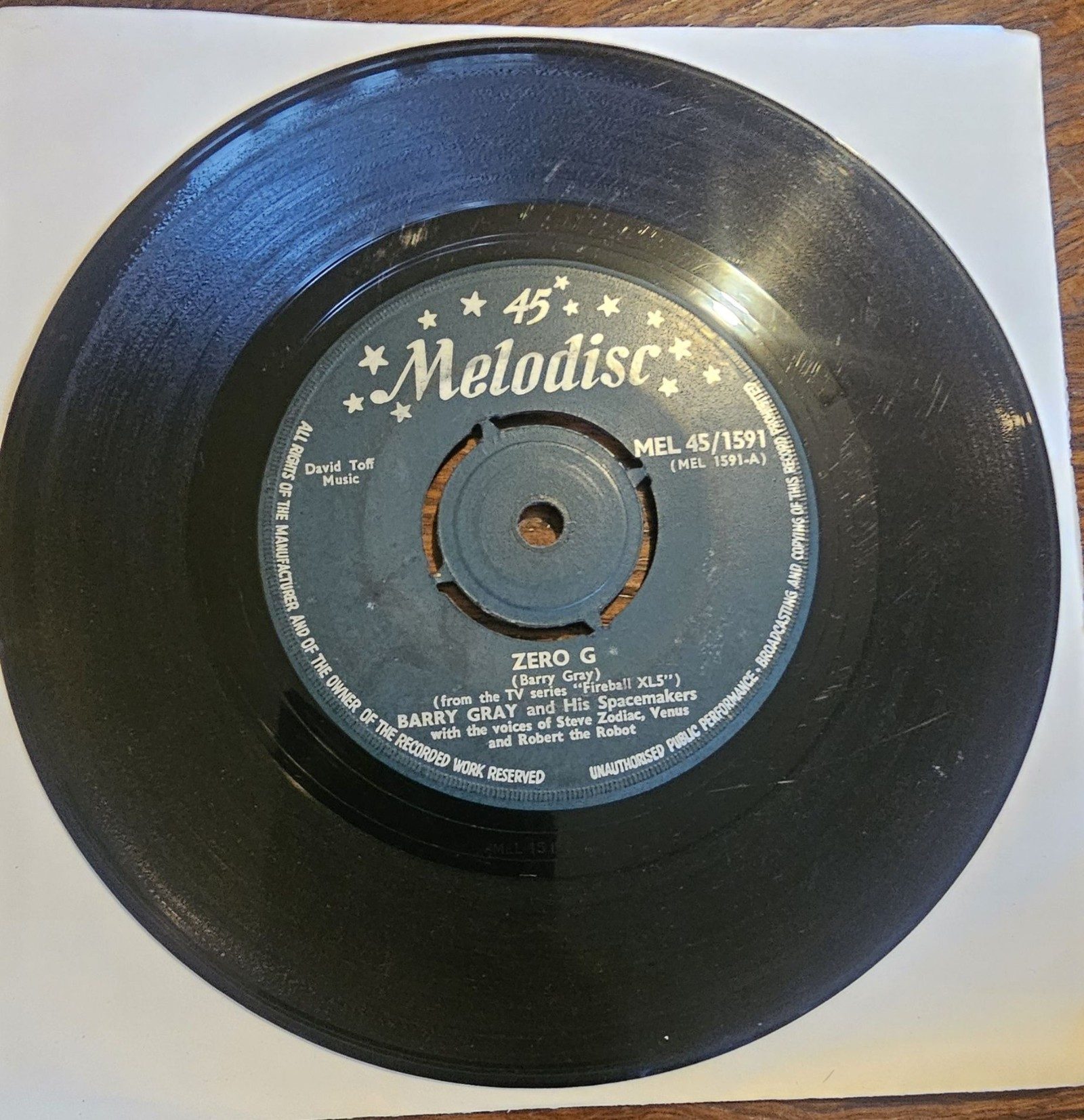 Barry Gray Zero G Fireball Melodisc MEL 45 1591 7" Vinyl Single