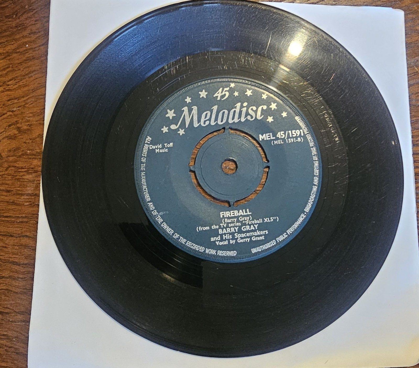 Barry Gray Zero G Fireball Melodisc MEL 45 1591 7" Vinyl Single image 2