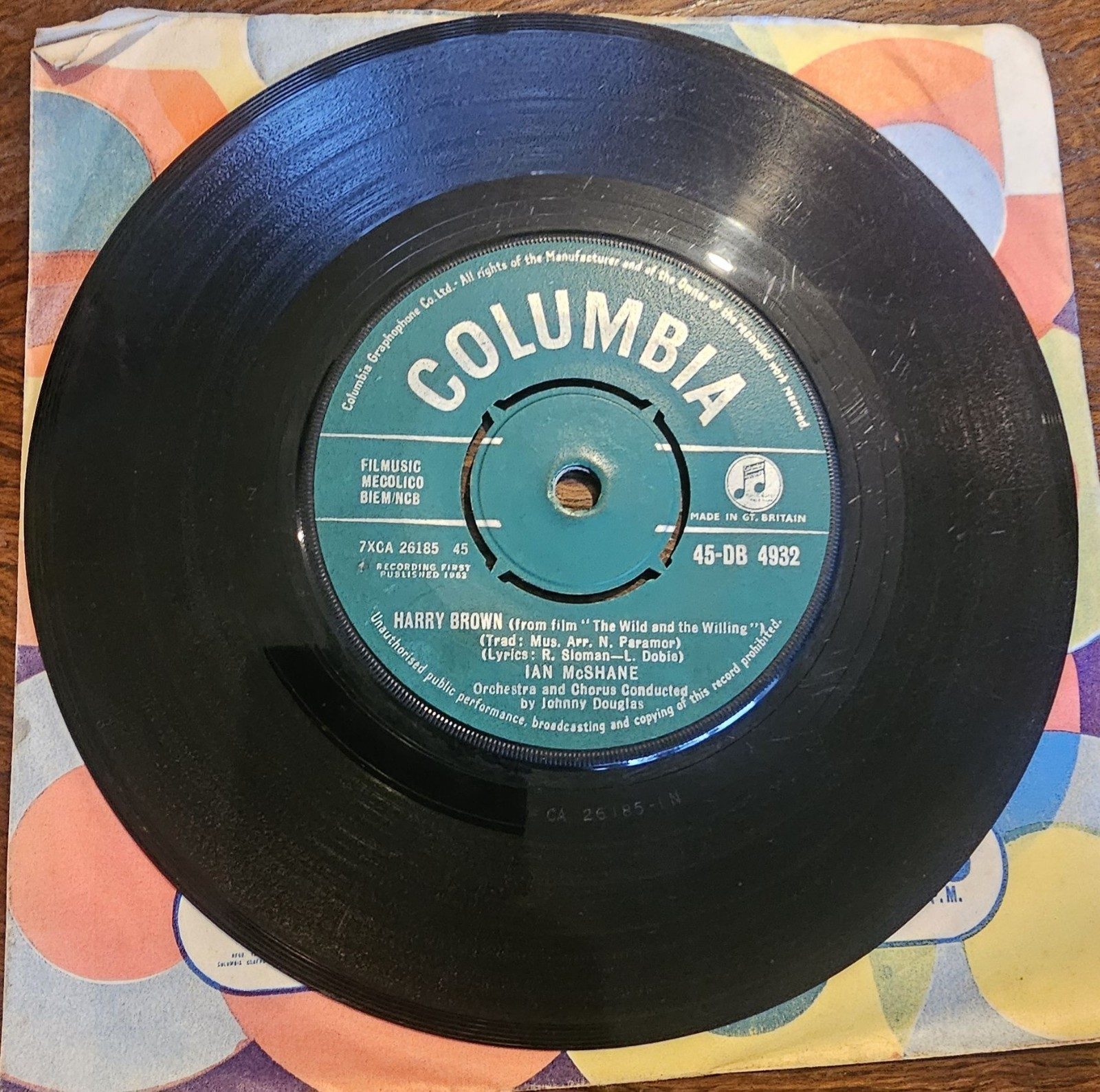 Ian McShane Harry Brown Columbia 45-DB 4932 7" Vinyl Single