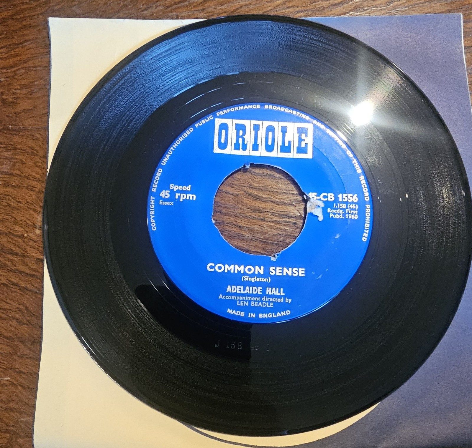 Adelaide Hall Common Sense Oriole 45 CB 1556 7" Vinyl Single