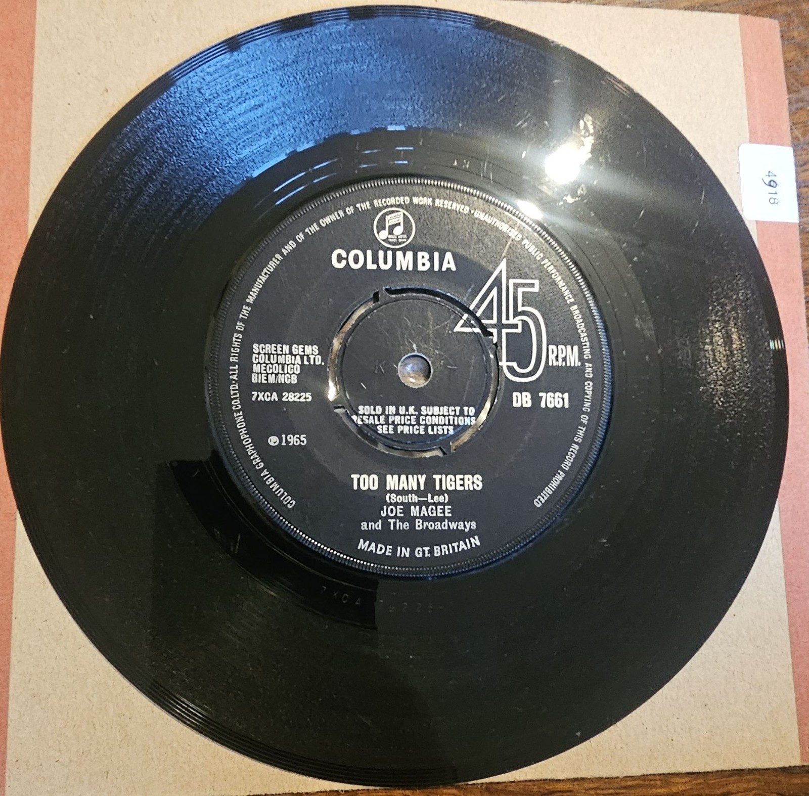 Joe Magee Too Many Tigers Columbia DB 7661 7" northern soul