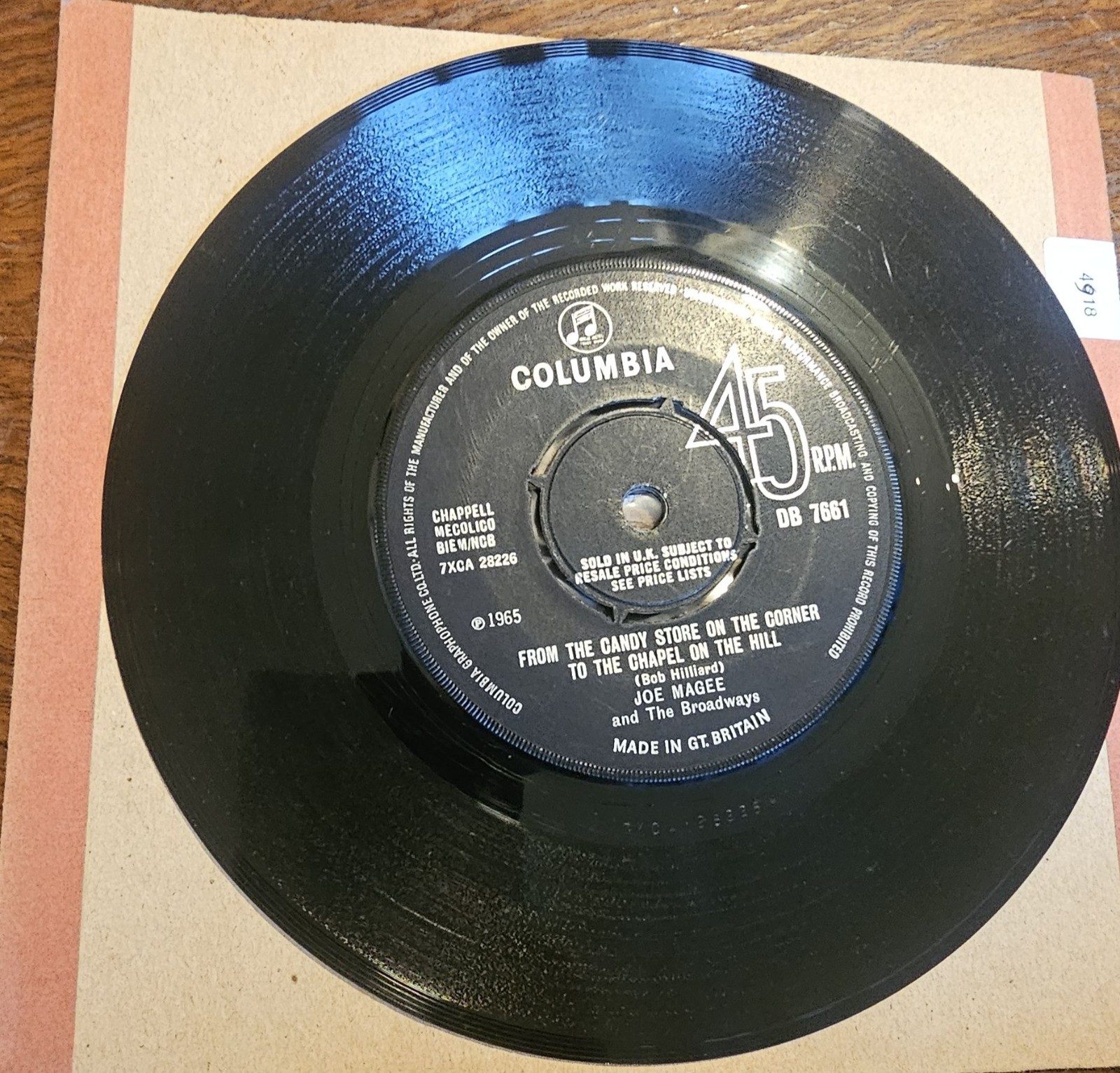 Joe Magee Too Many Tigers Columbia DB 7661 7" northern soul image 2