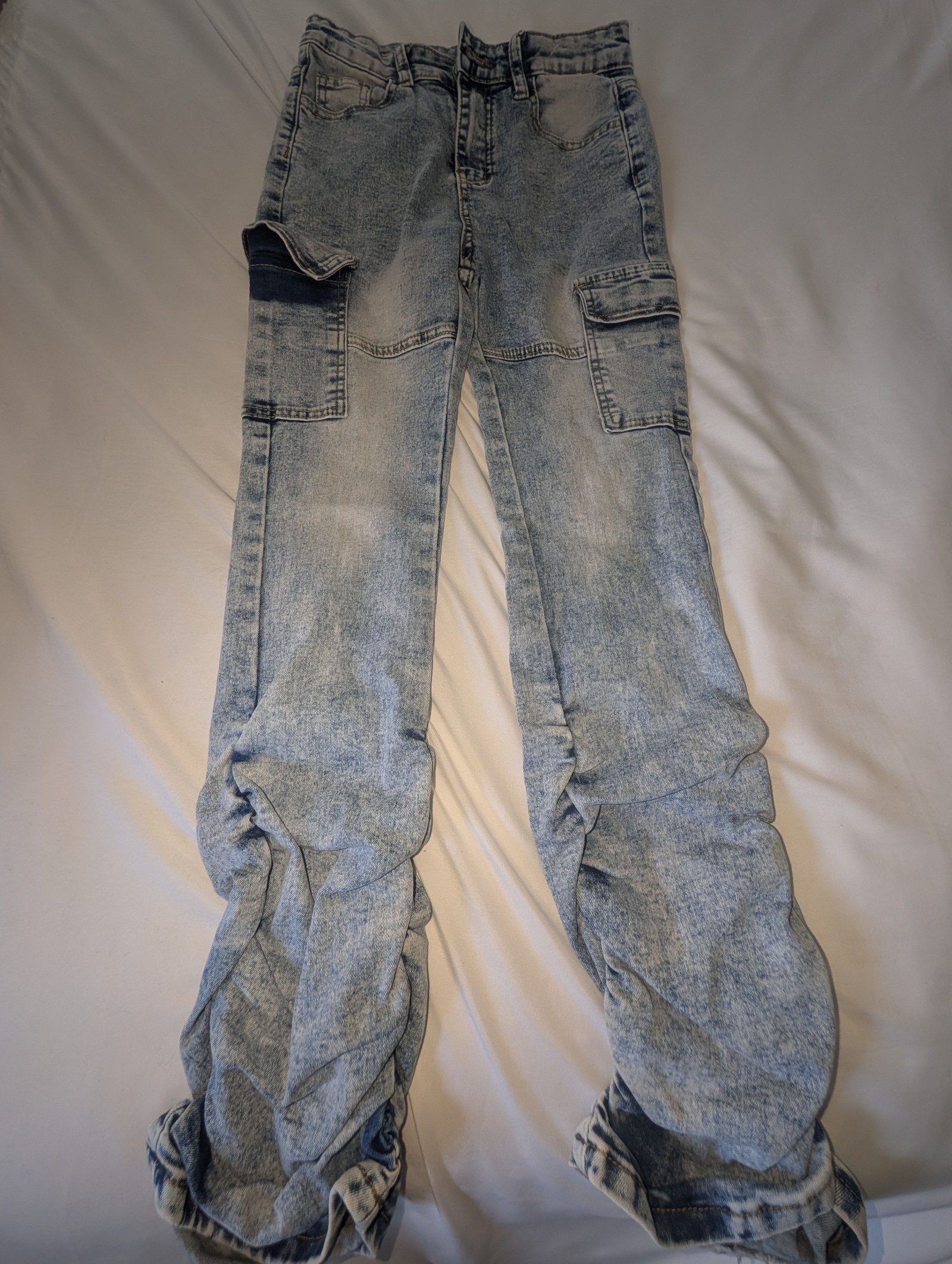 Light Blue Kids' Cargo Denim Jeans Viscose Blend