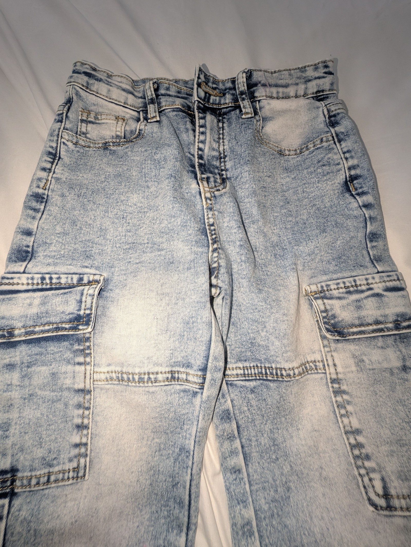 Light Blue Kids' Cargo Denim Jeans Viscose Blend image 2