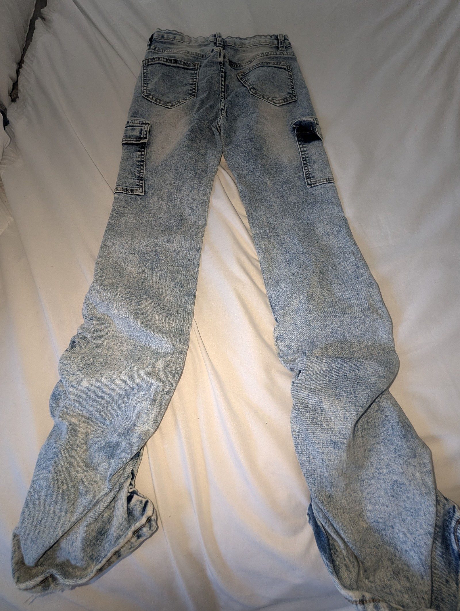 Light Blue Kids' Cargo Denim Jeans Viscose Blend image 3