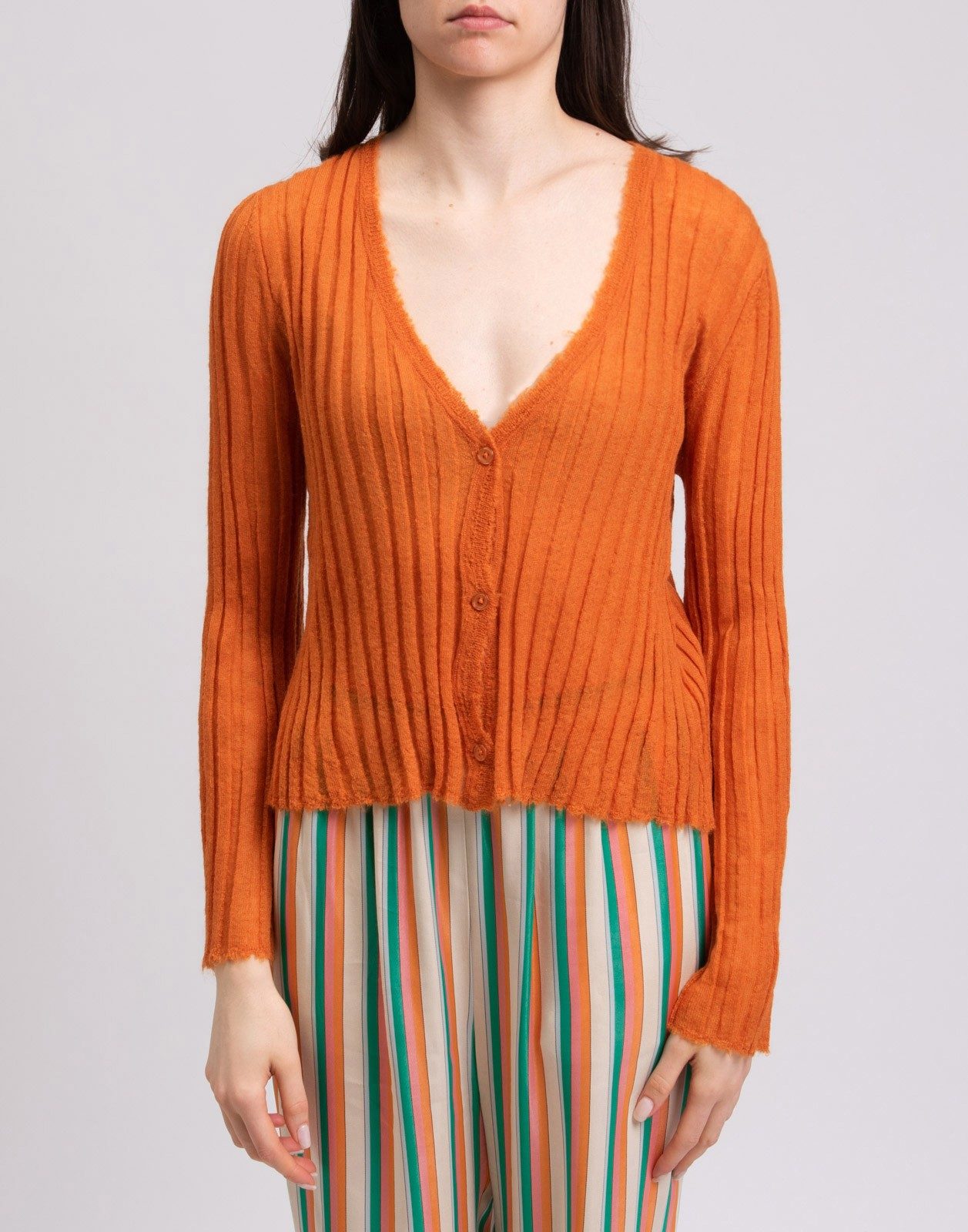 New Mes Demoiselles Orange Mohair Blend Cardigan Size S image 3