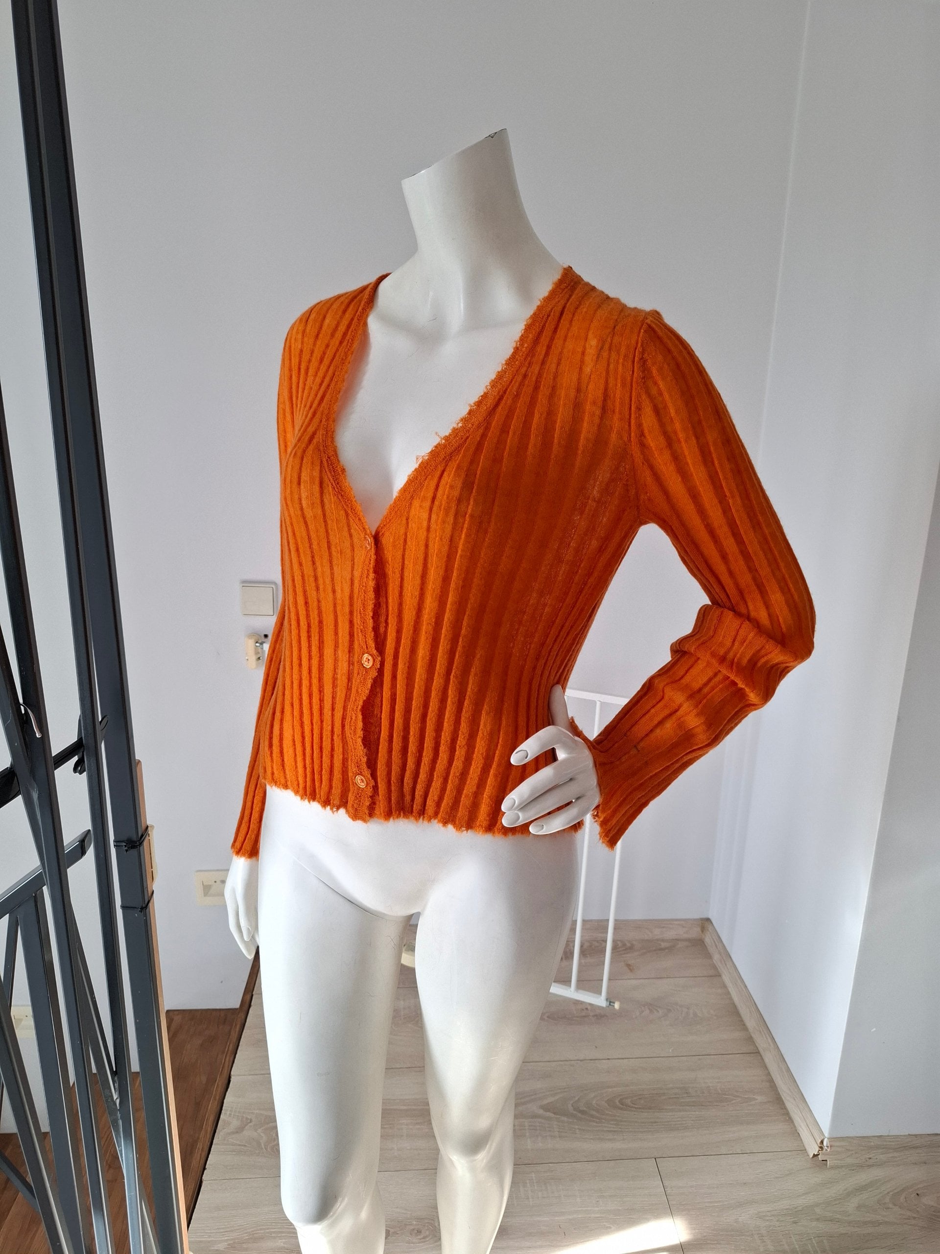 New Mes Demoiselles Orange Mohair Blend Cardigan Size S image 5