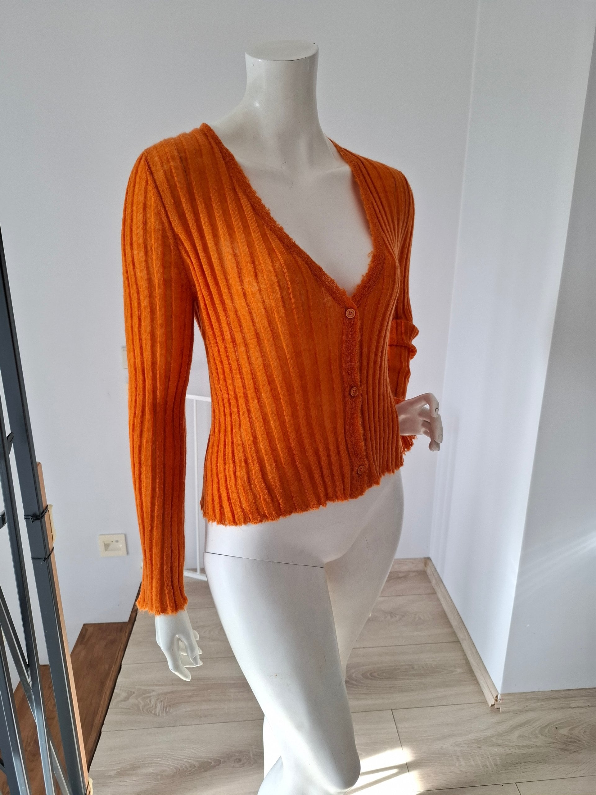 New Mes Demoiselles Orange Mohair Blend Cardigan Size S image 6