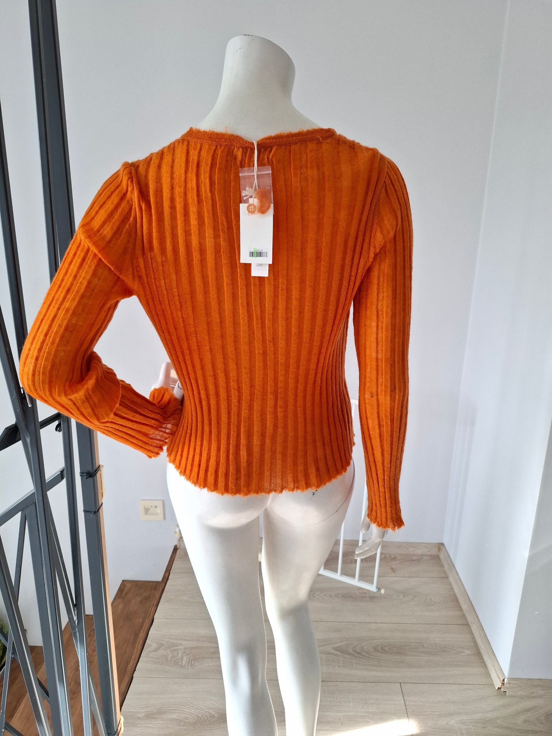 New Mes Demoiselles Orange Mohair Blend Cardigan Size S image 7