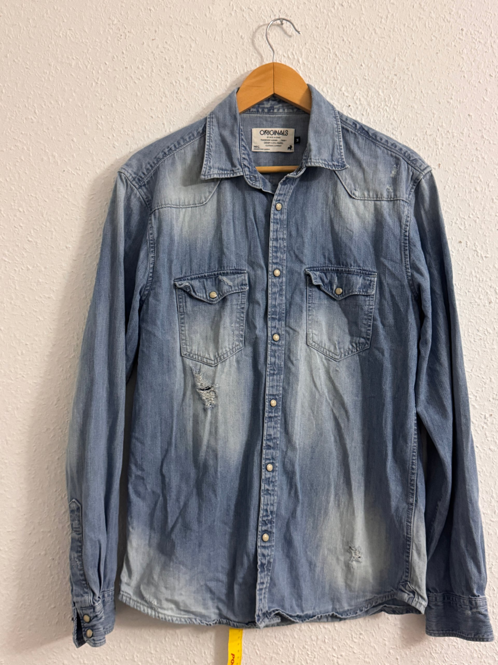 Jack & Jones Blue Distressed Denim Shirt Medium