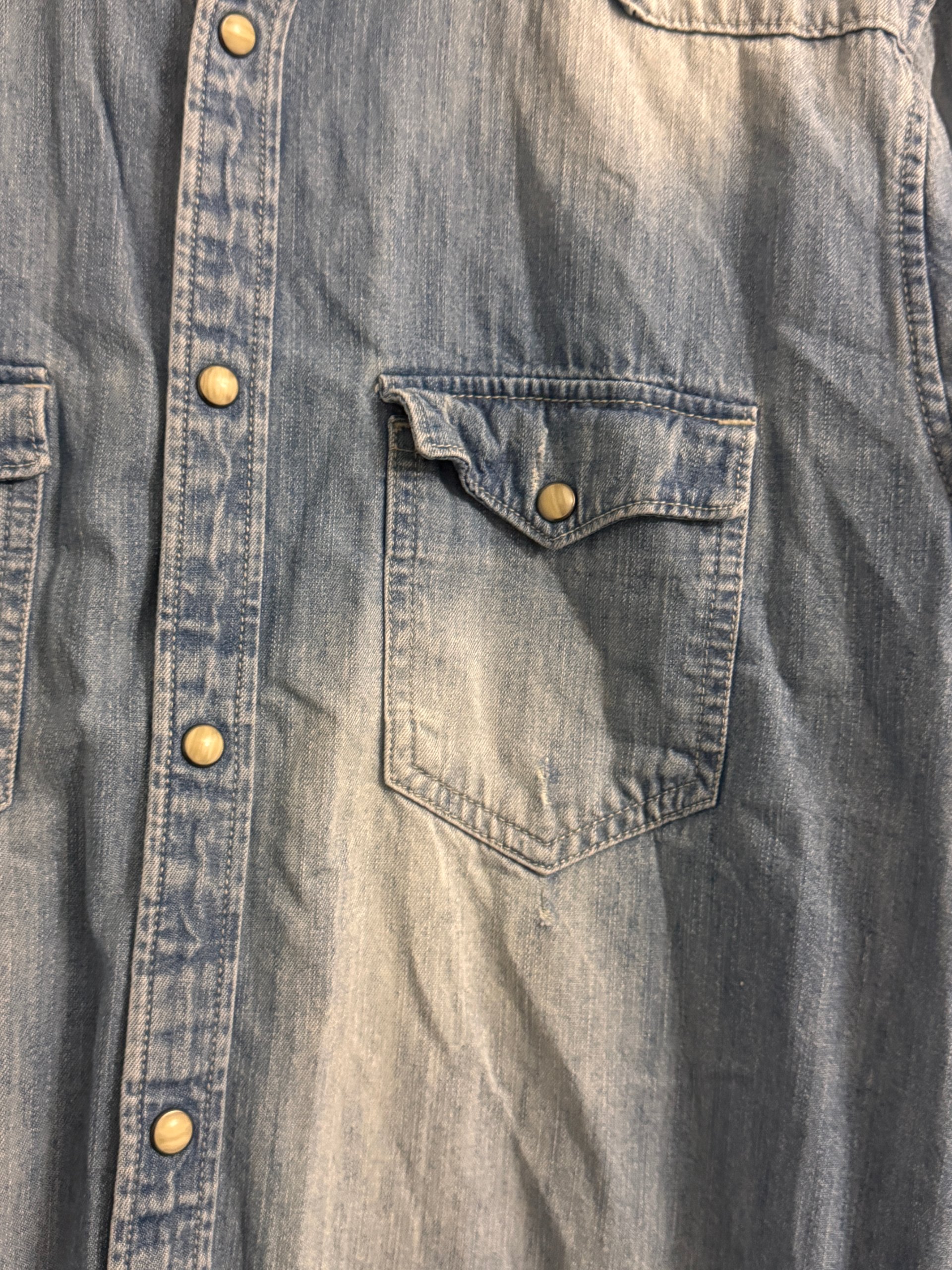 Jack & Jones Blue Distressed Denim Shirt Medium image 6