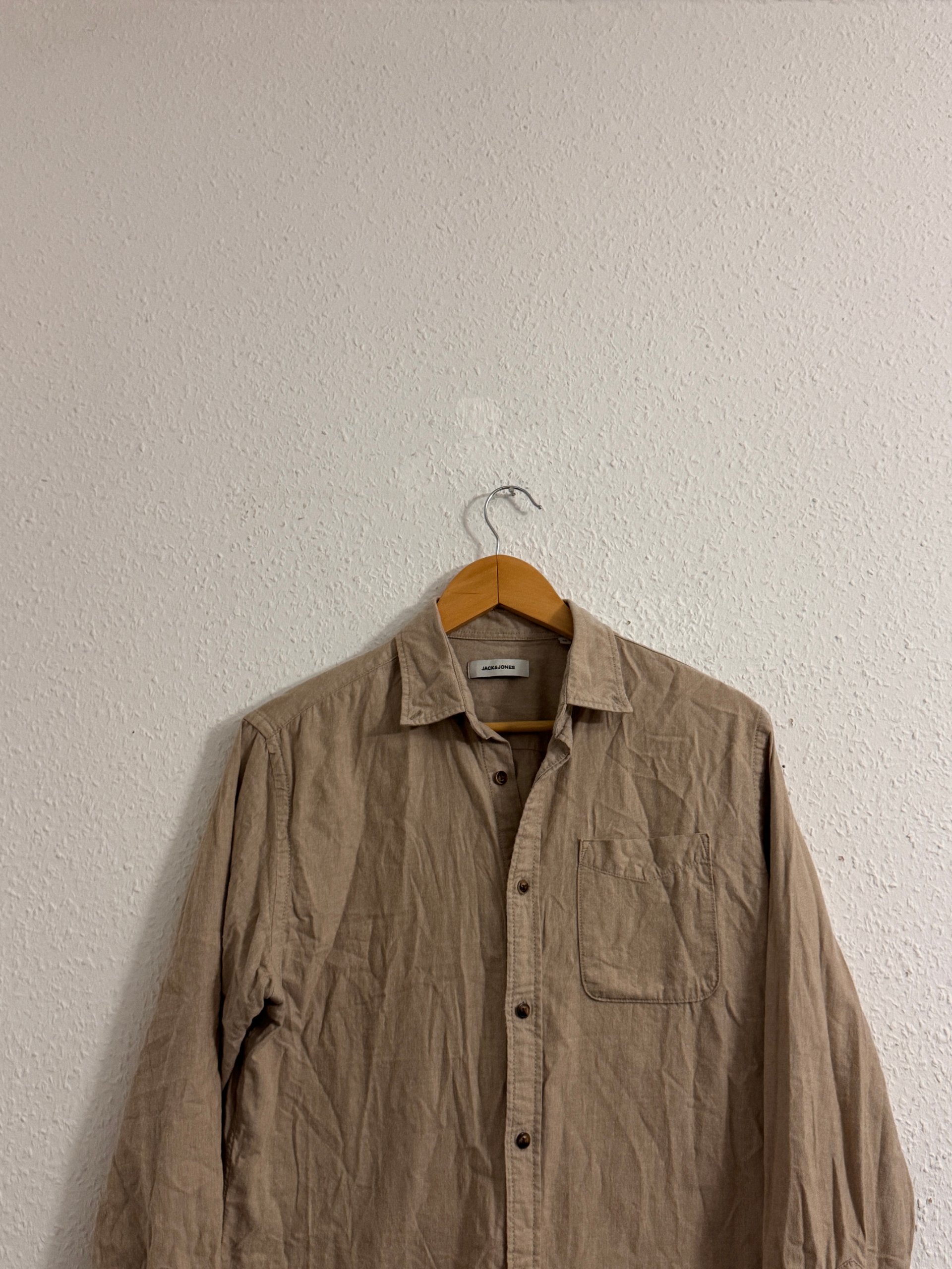 Jack & Jones Men's Beige Cotton Shirt M image 3