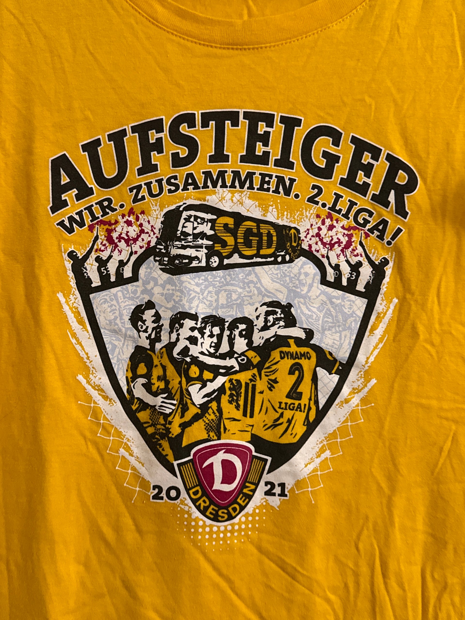 Unbranded Yellow Aufsteiger Dynamo Dresden 2021 Graphic T-Shirt XL image 5