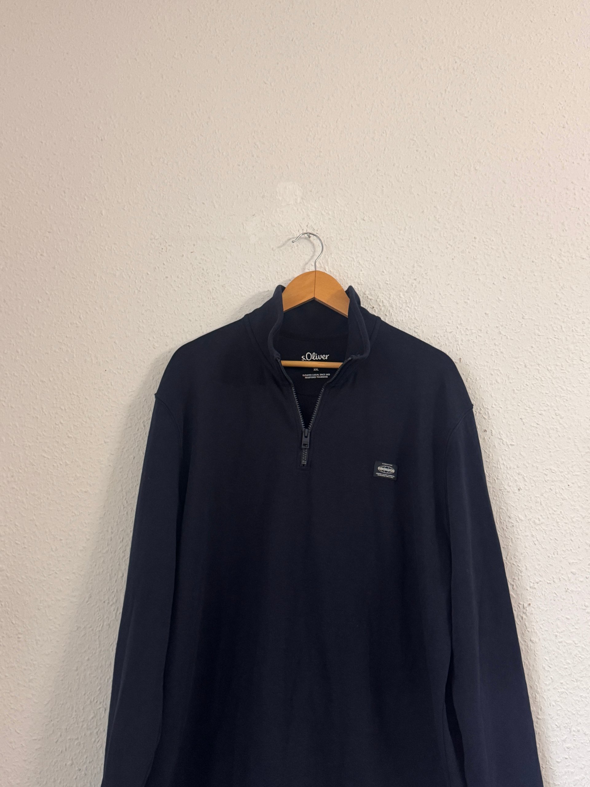 s.Oliver Navy Blue Men's Half-Zip Sweatshirt XXL image 3