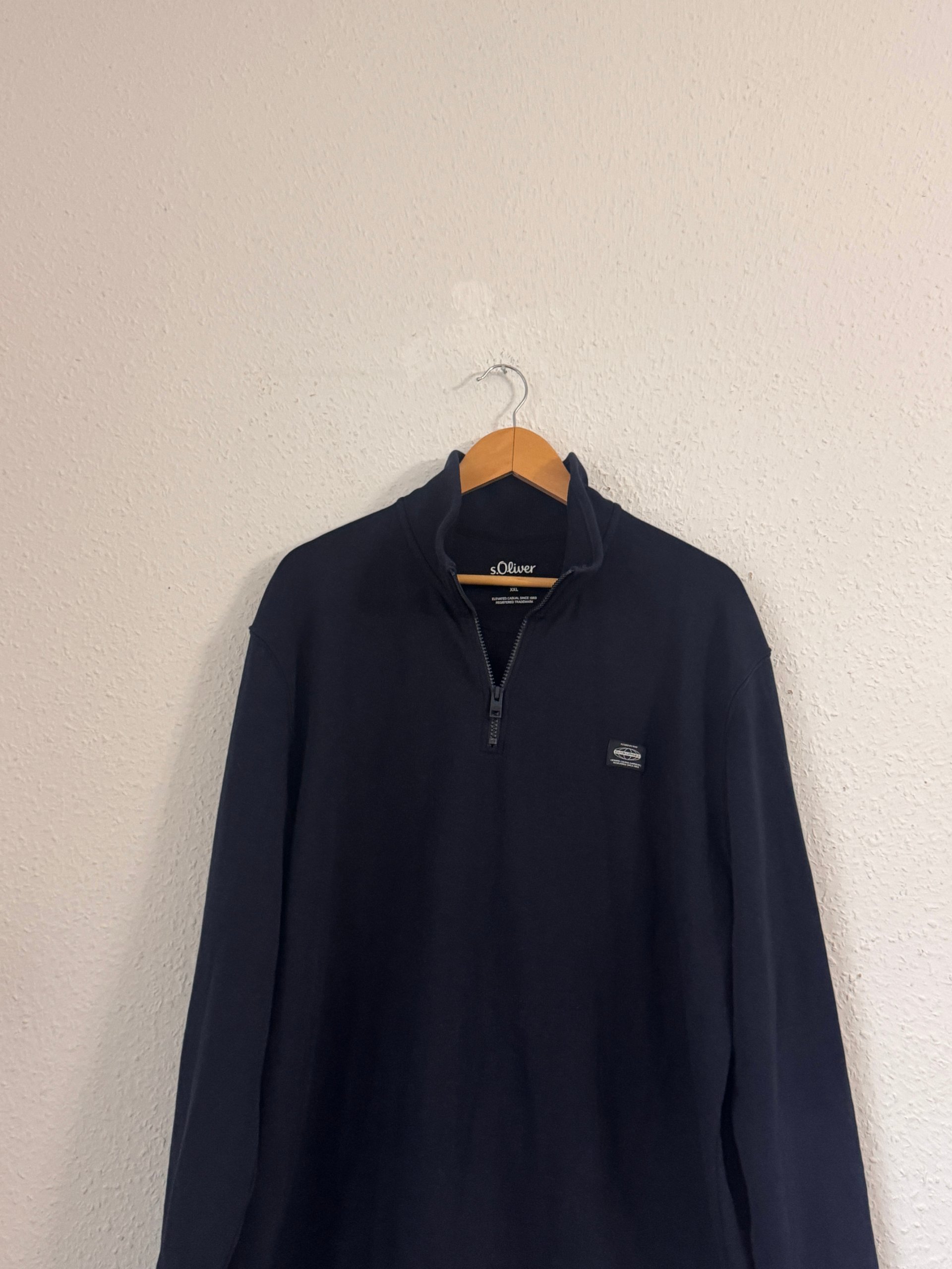 s.Oliver Navy Blue Men's Half-Zip Sweatshirt XXL image 4