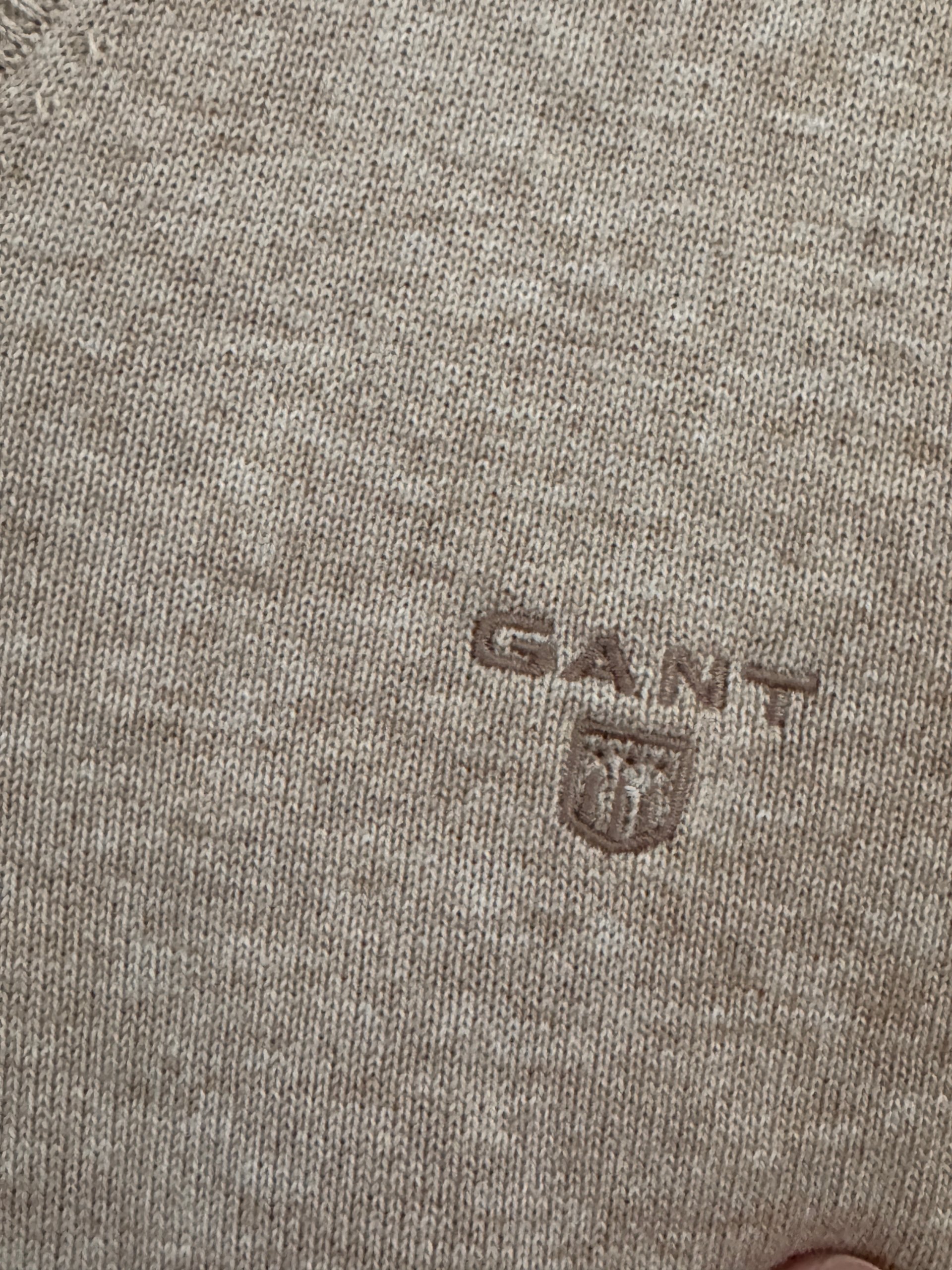 GANT Men Beige Premium Cotton V-Neck Sweater Vest Medium image 4