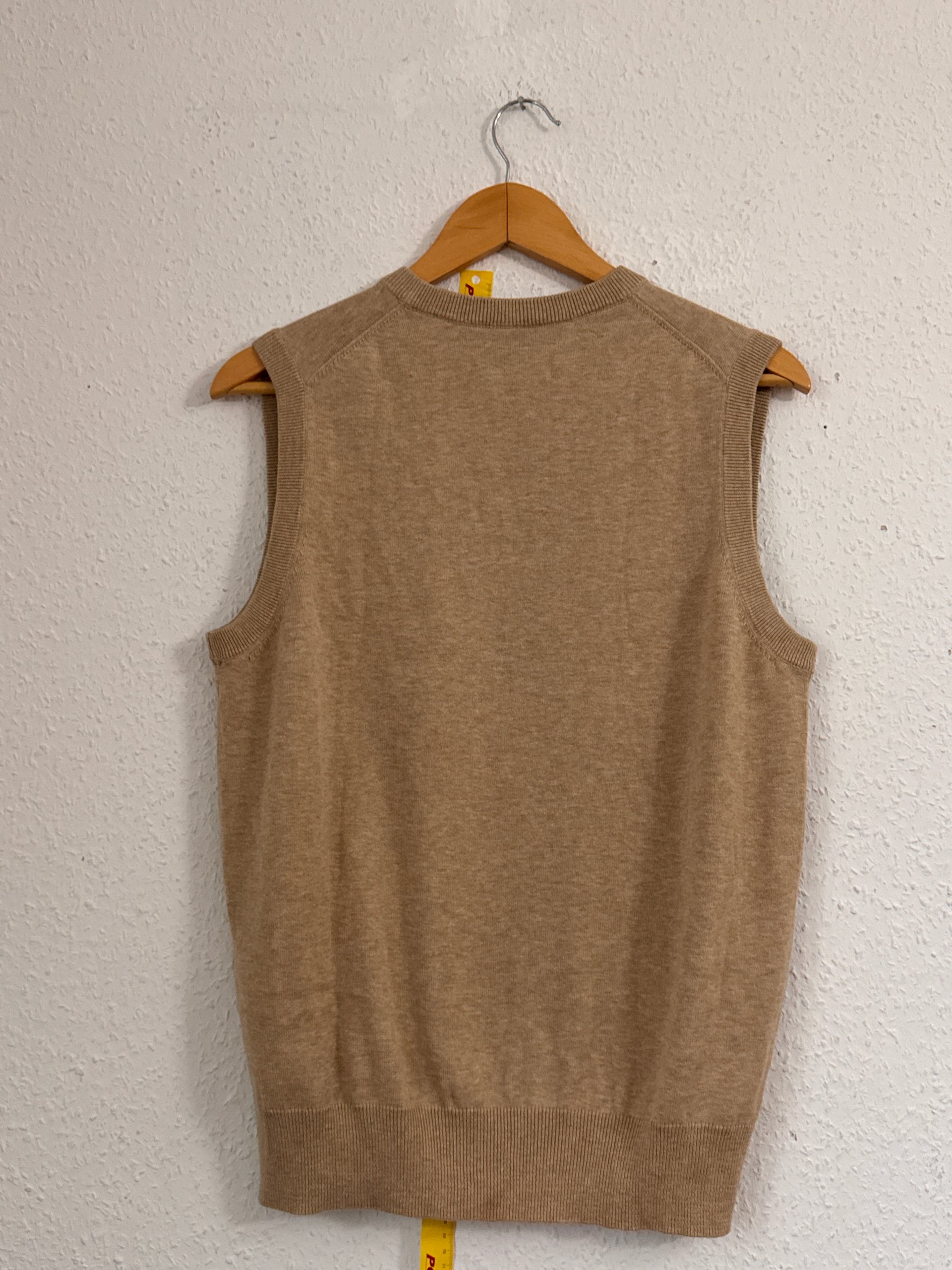 GANT Men Beige Premium Cotton V-Neck Sweater Vest Medium image 8