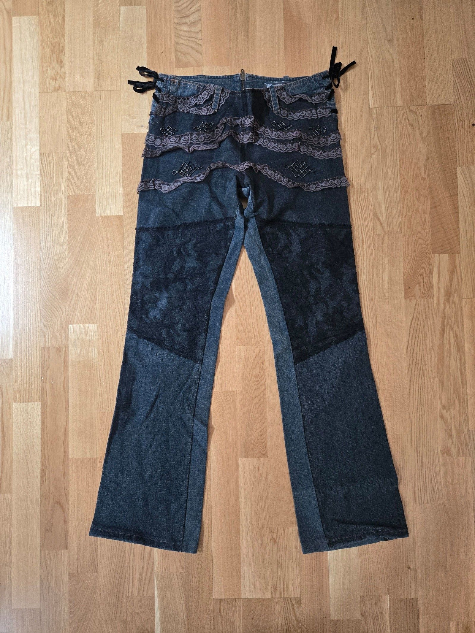 VDP Womens Embellished Lace Flare Jeans IT 46