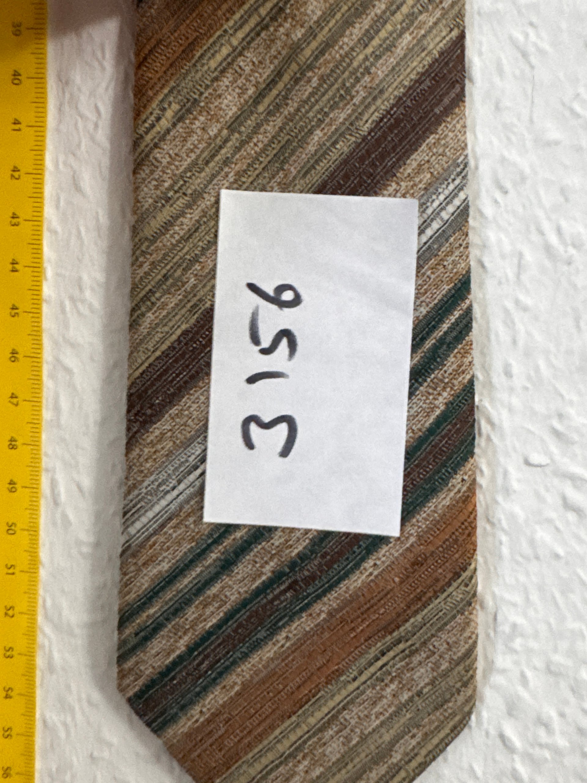 Multi Brown & Beige Striped Men's Silk Tie 95 cm 3156 image 7