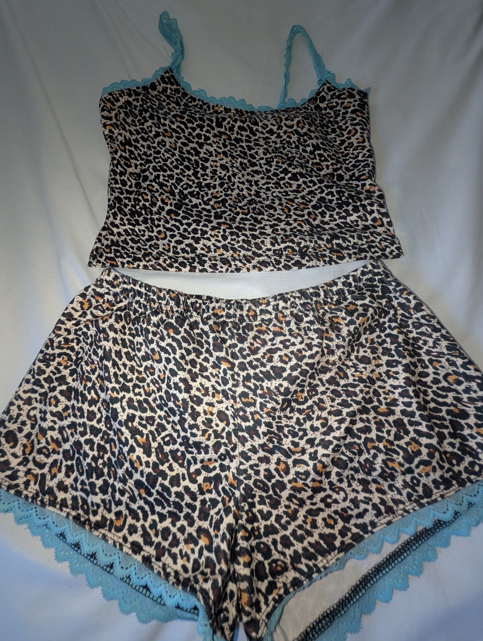 Beige, Black & Brown Leopard Print Cami & Shorts Set