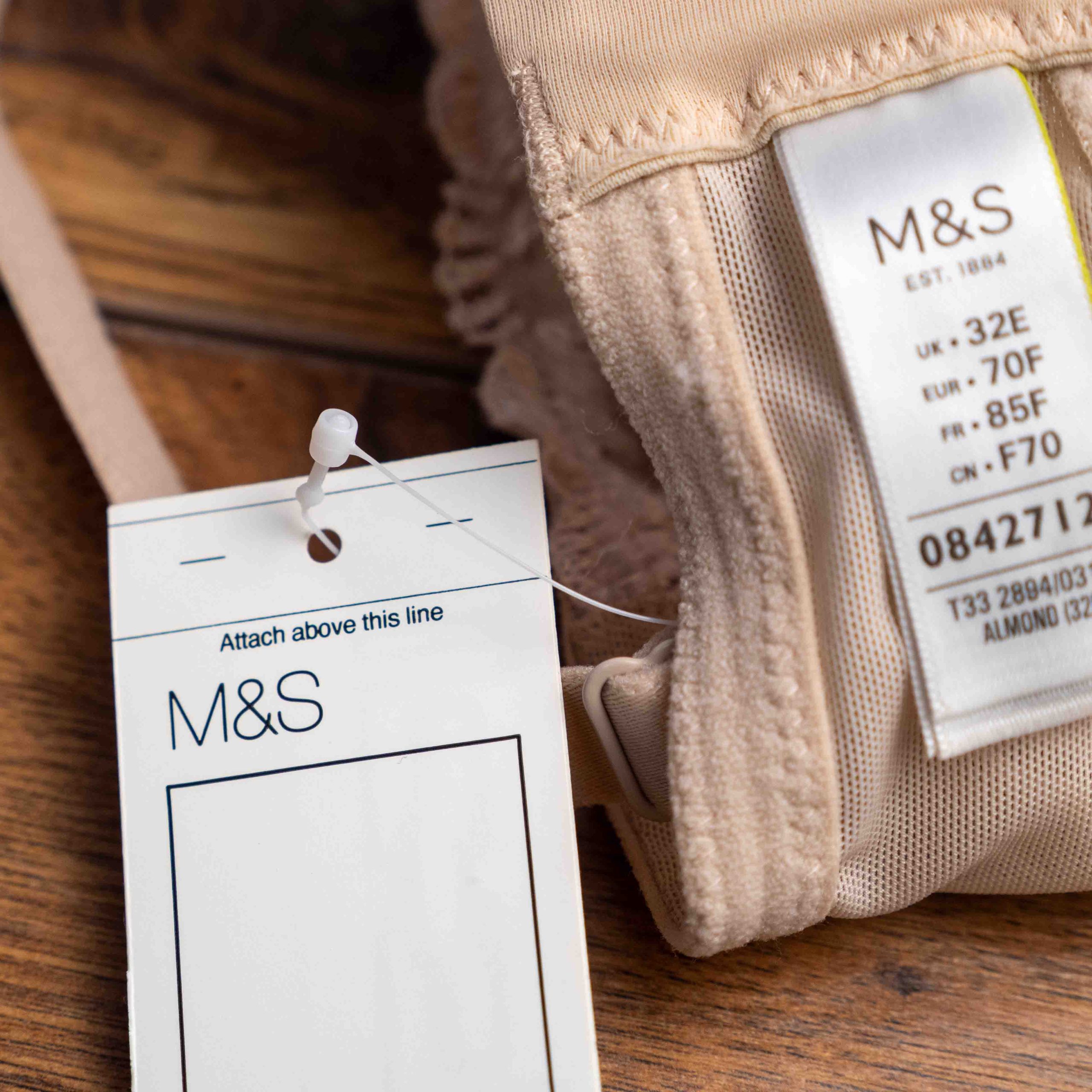 M&S 32E Beige Padded Underwired Bra NWT image 7