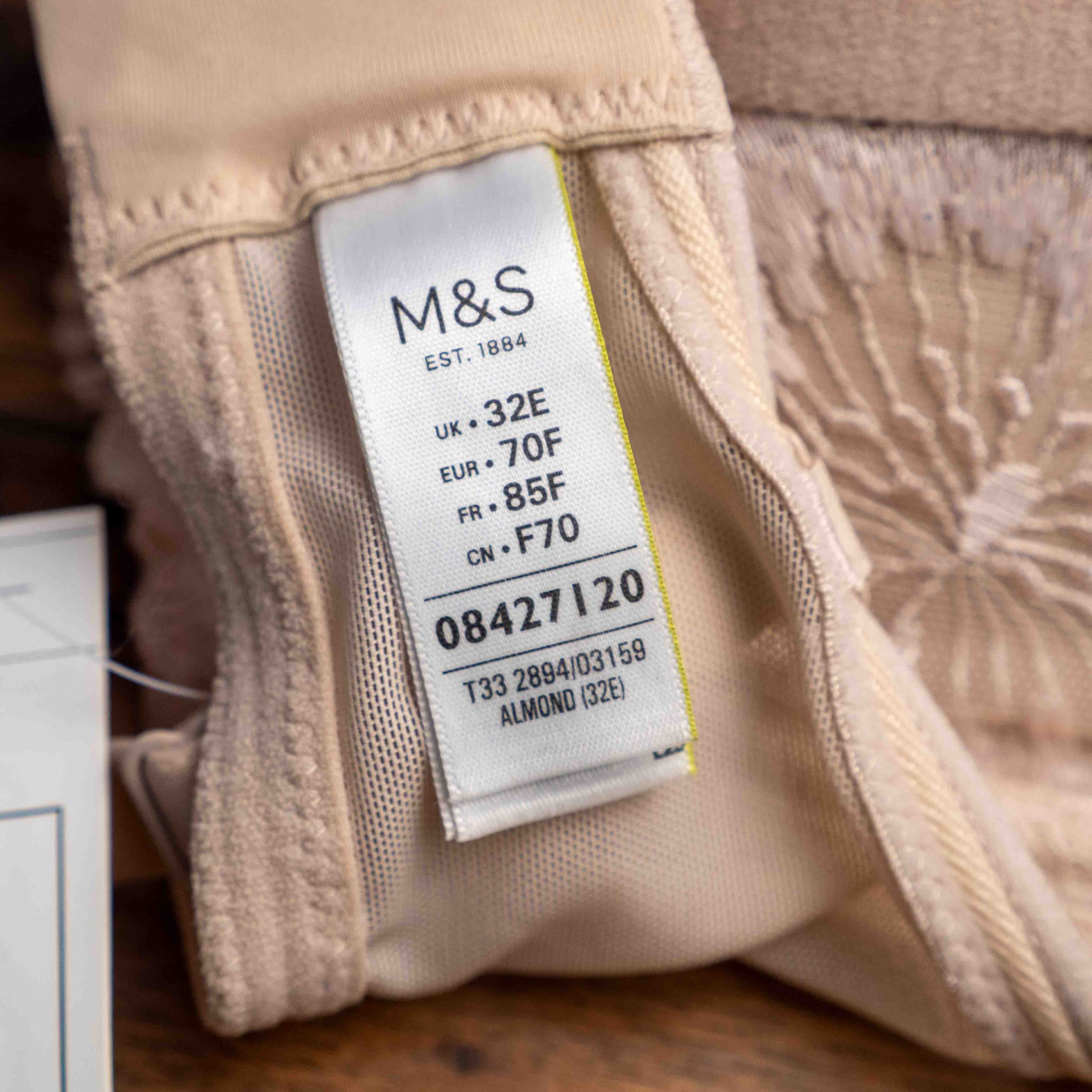 M&S 32E Beige Padded Underwired Bra NWT image 8