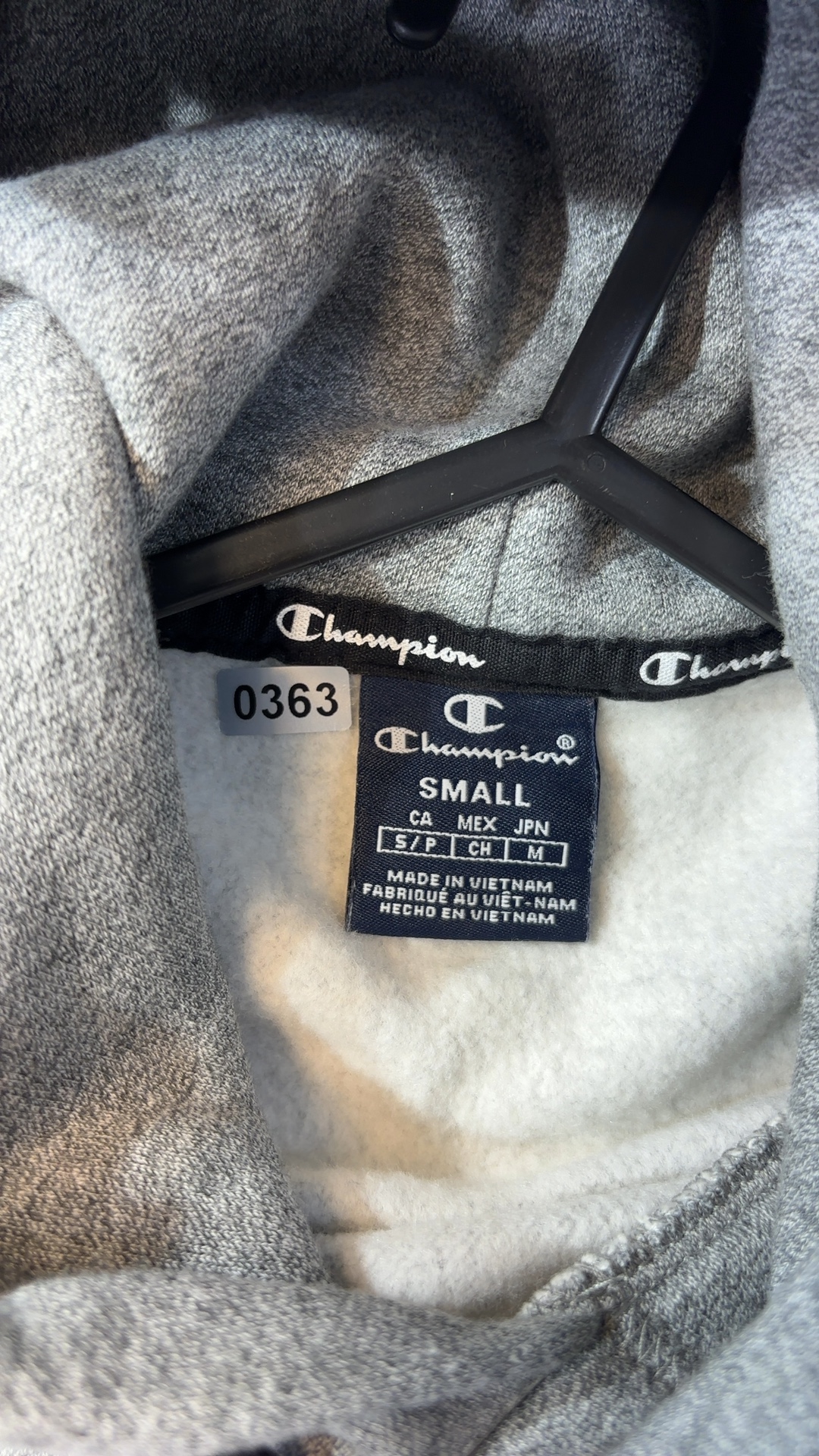 Champion Grey Hoodie Small Pullover Fleece Sweatshirt excellent condition image 6