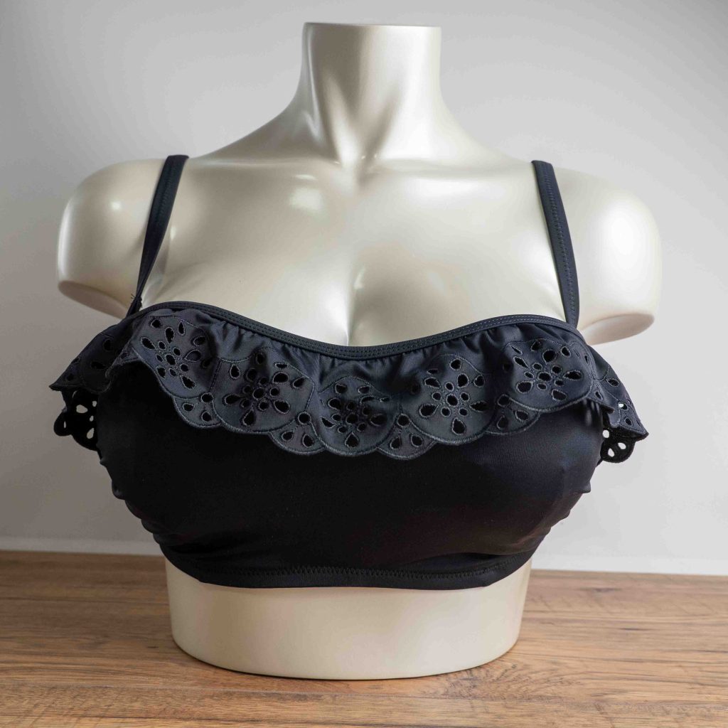 Pour Moi 34DD Black Eyelet Ruffle Bikini Top NWT
