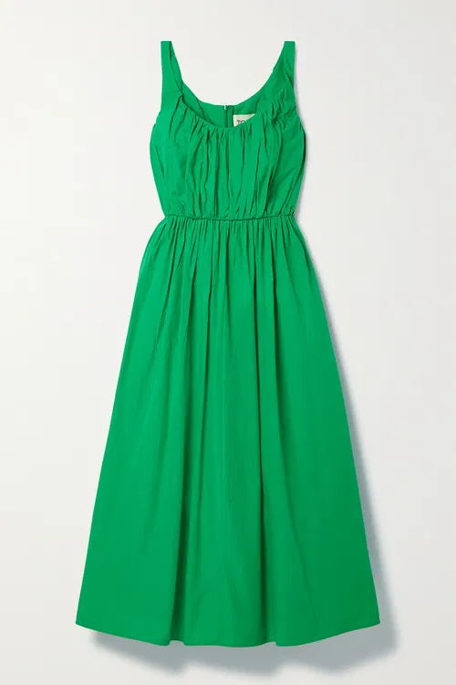New TOVE Juliane Green Organic Cotton Midi Dress Size M