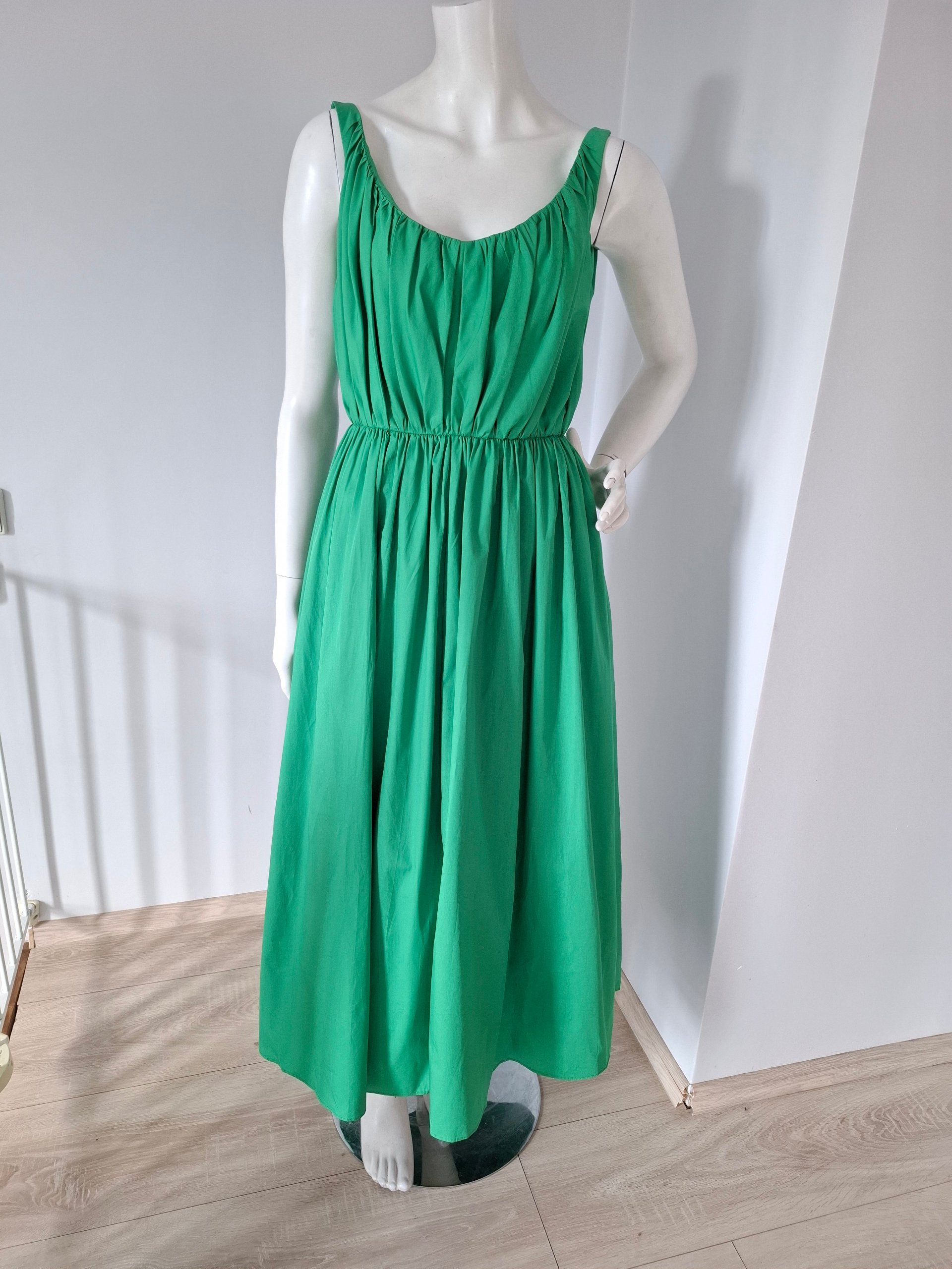 New TOVE Juliane Green Organic Cotton Midi Dress Size M image 4