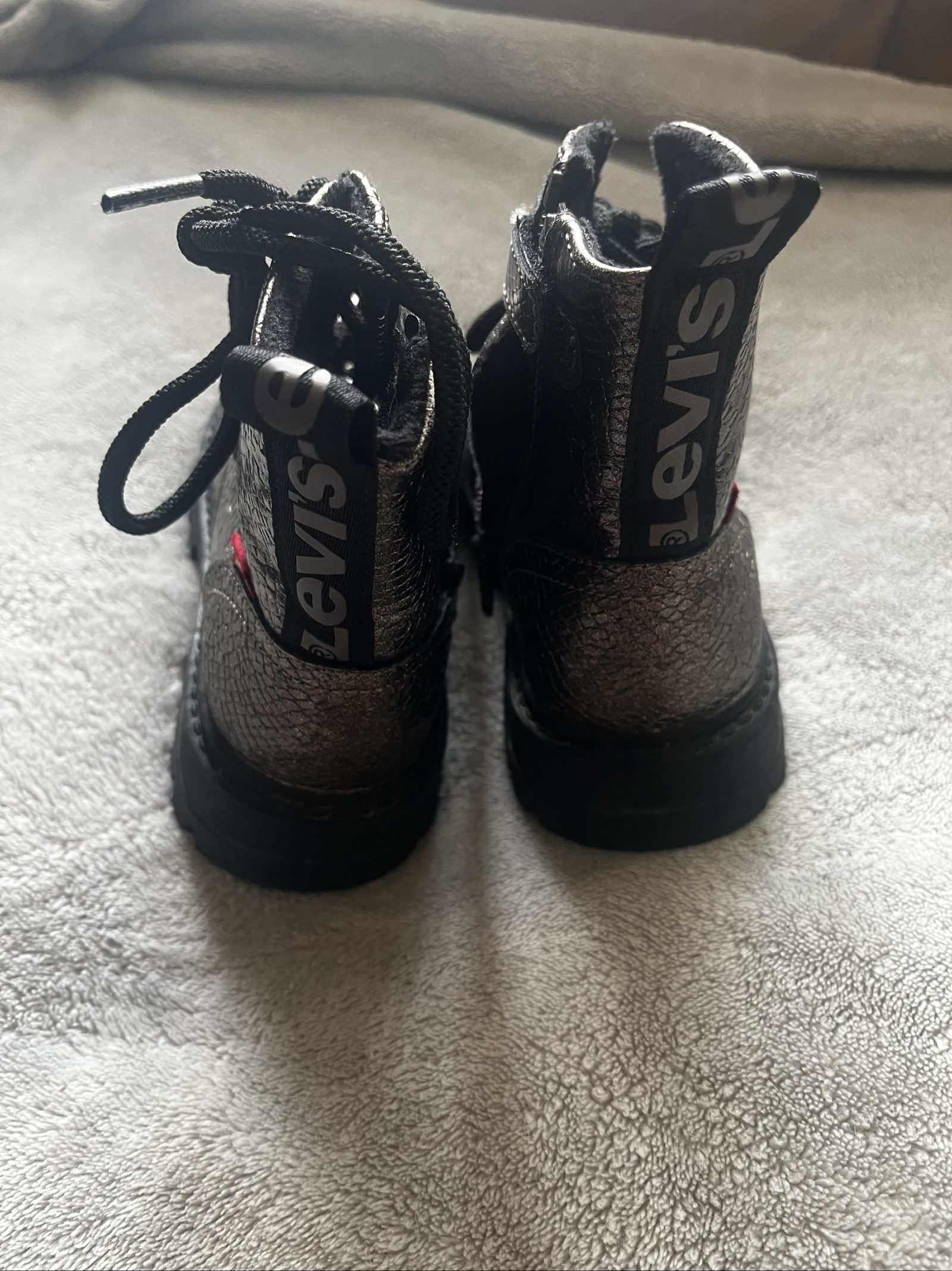 Levi's Girls's Black Metallic Combat Boots UK 11 image 2