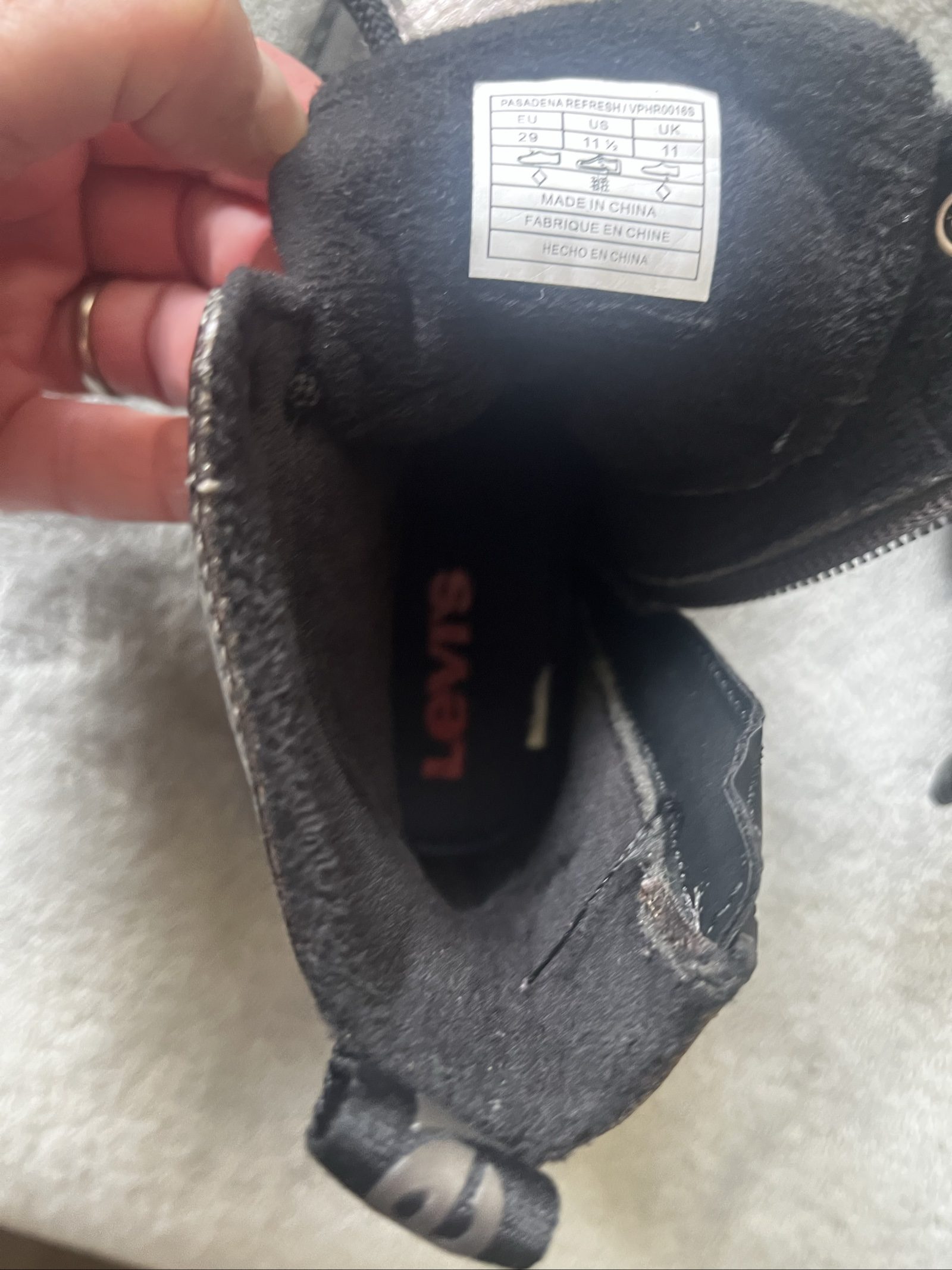 Levi's Girls's Black Metallic Combat Boots UK 11 image 7