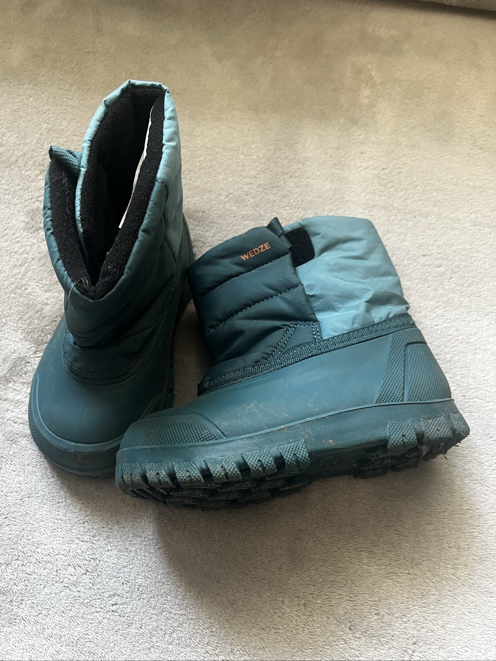 Wedze Kids Green Waterproof Winter Snow Boots Size 24/25 6.5uk