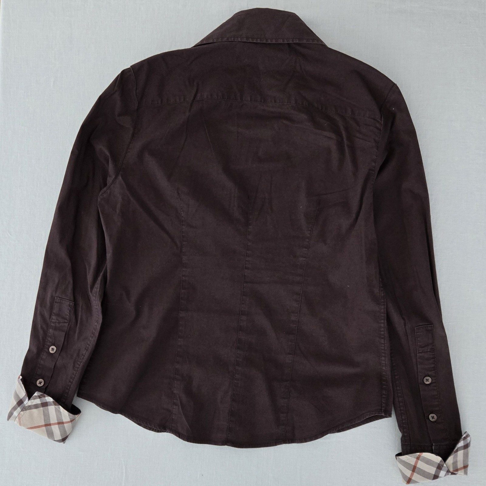 Burberry London Womens Brown Check Trim Shirt Size M image 2