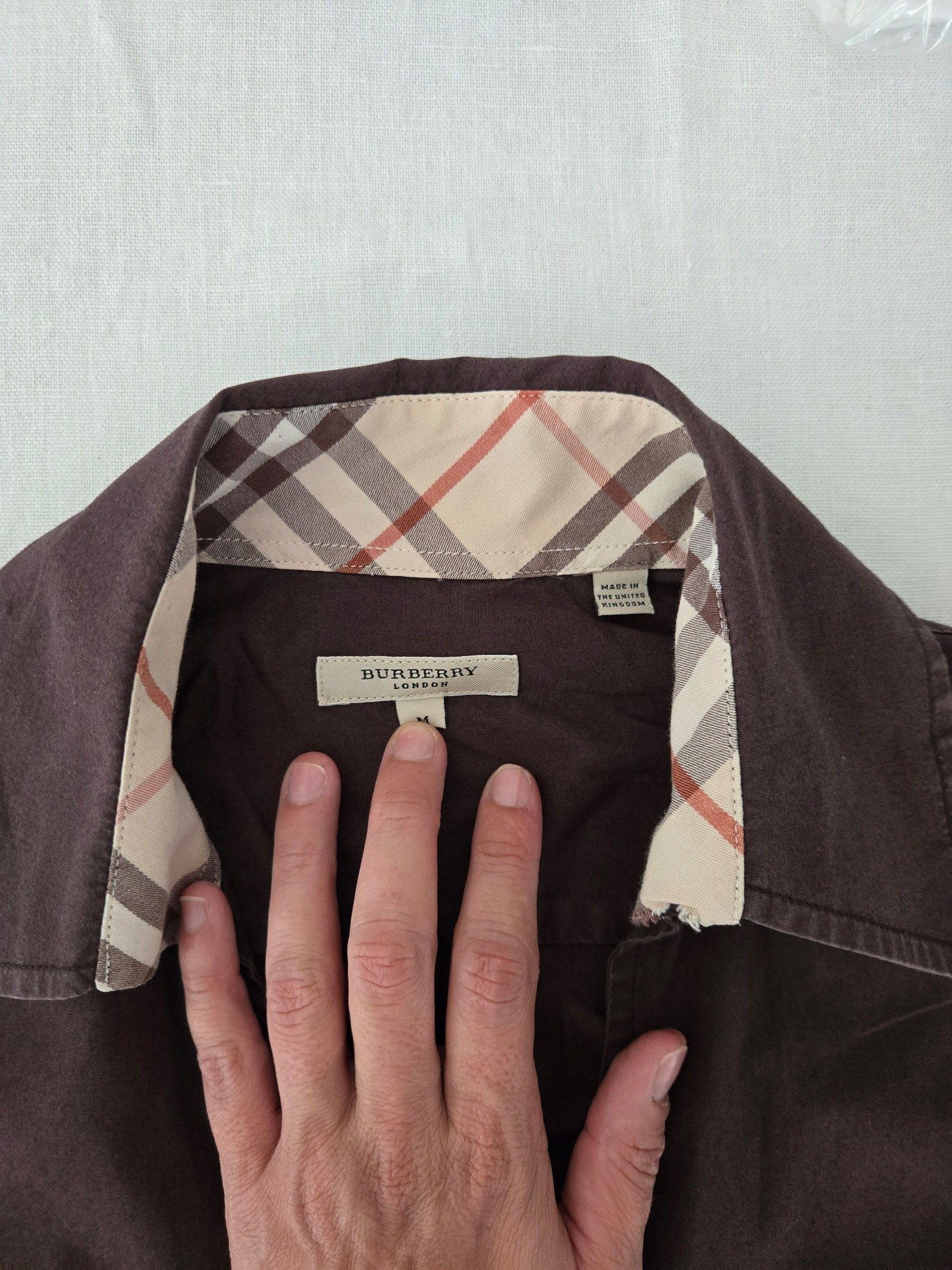 Burberry London Womens Brown Check Trim Shirt Size M image 3
