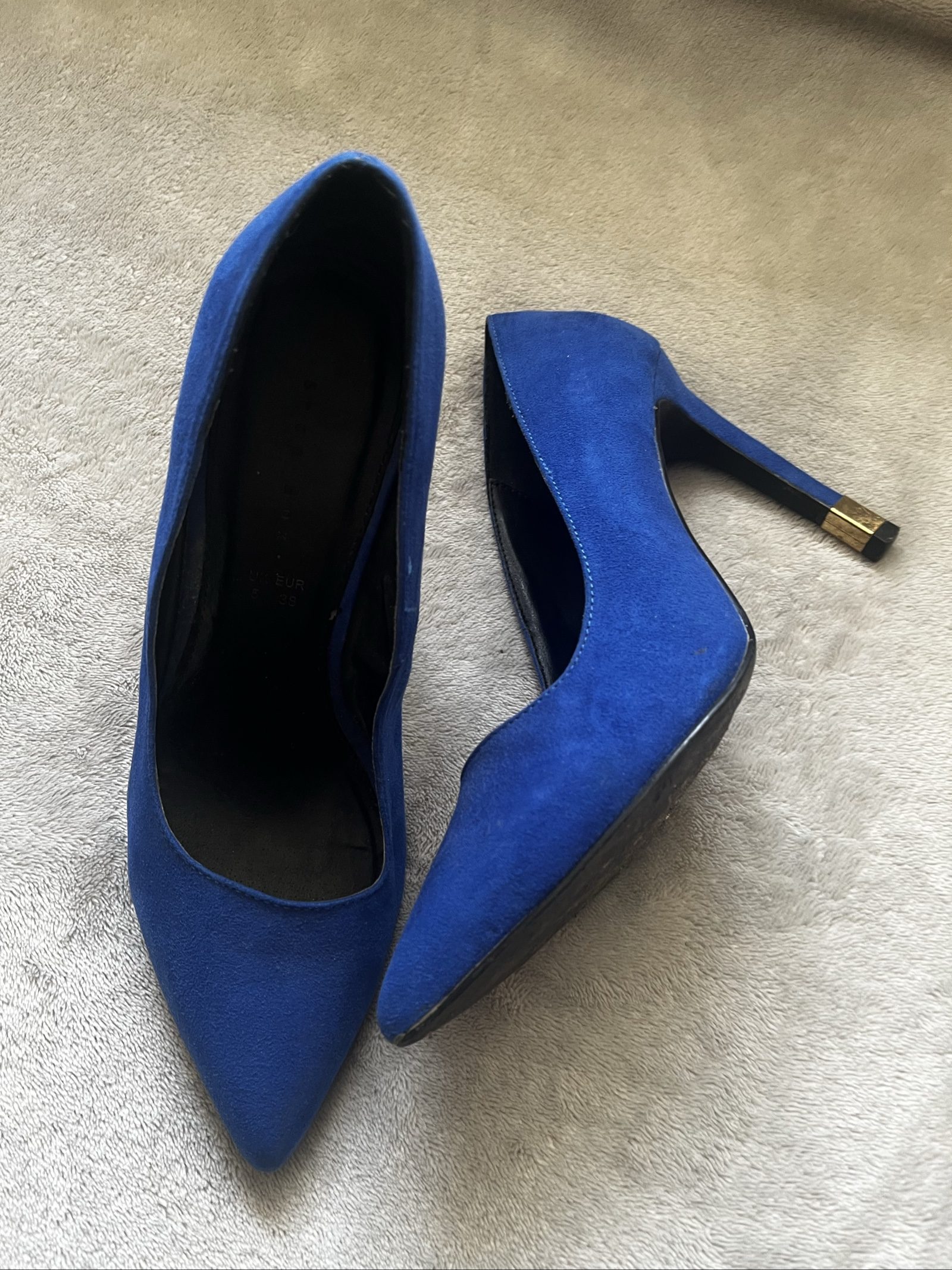 Shoe Box Women's Blue Faux Suede High Heel Pumps UK 5