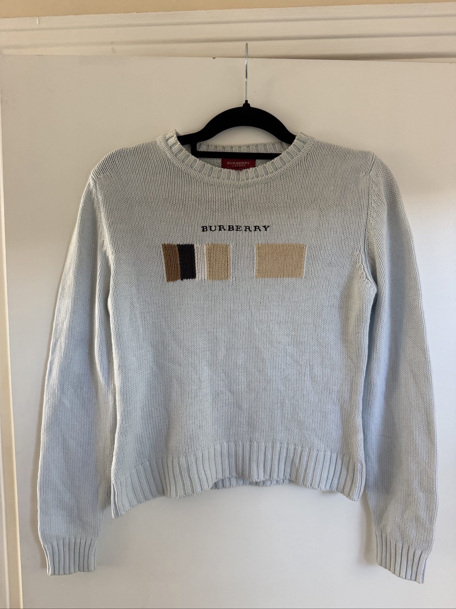Burberry Light Blue Cotton Acrylic Sweater Size 40 uk8