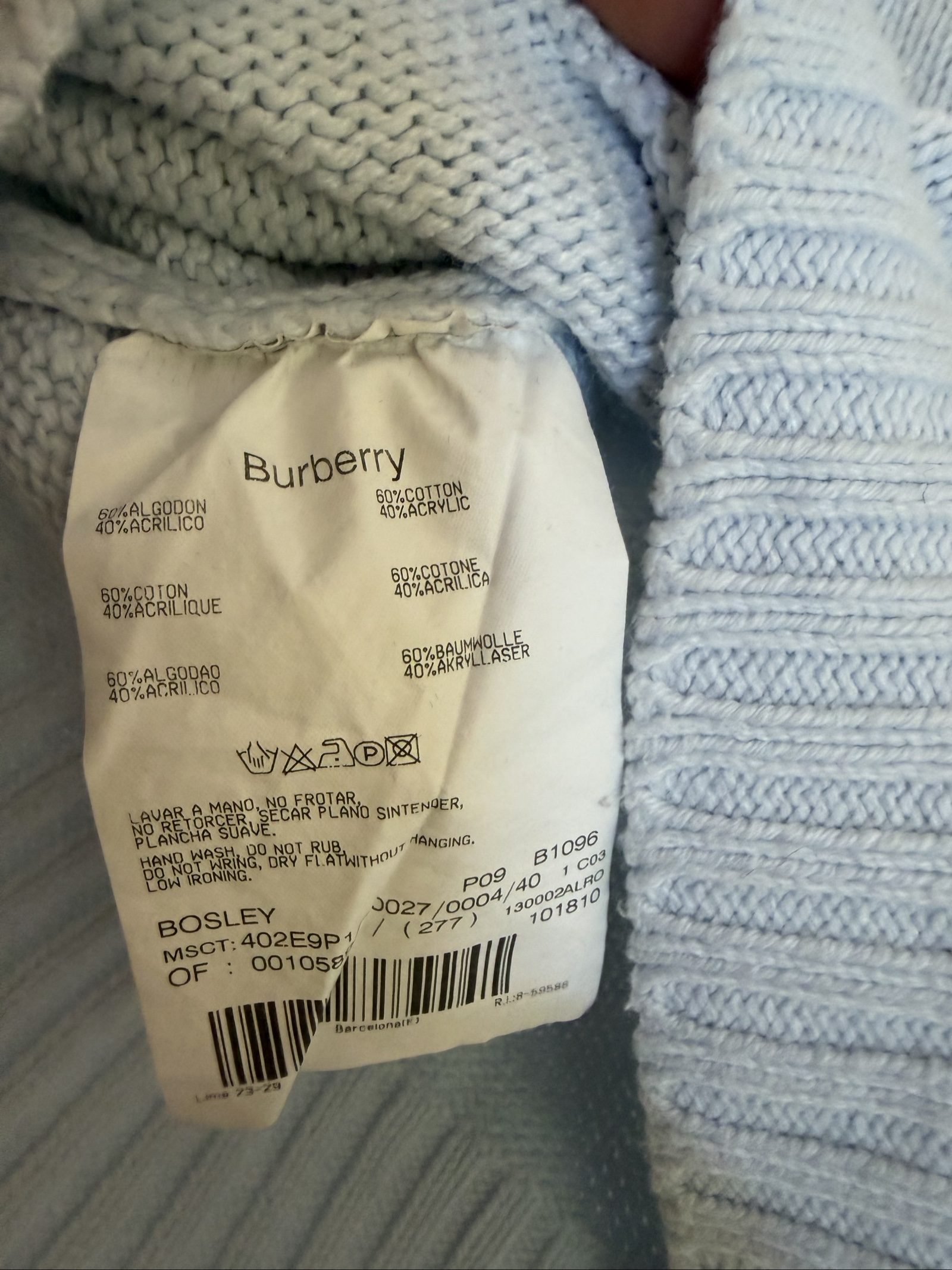 Burberry Light Blue Cotton Acrylic Sweater Size 40 uk8 image 4