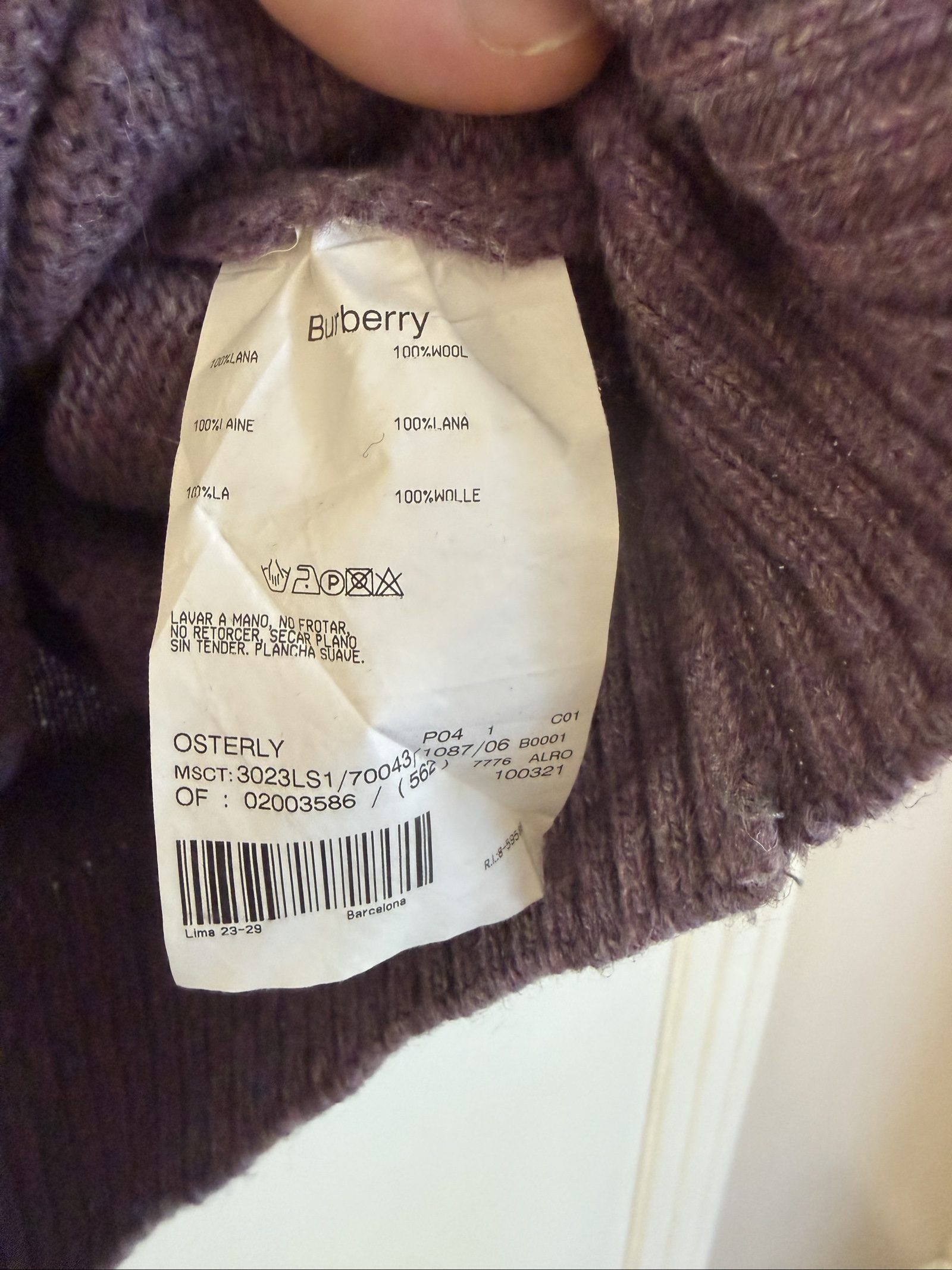 Burberry Purple Wool Crewneck Jumper Size 6 image 5